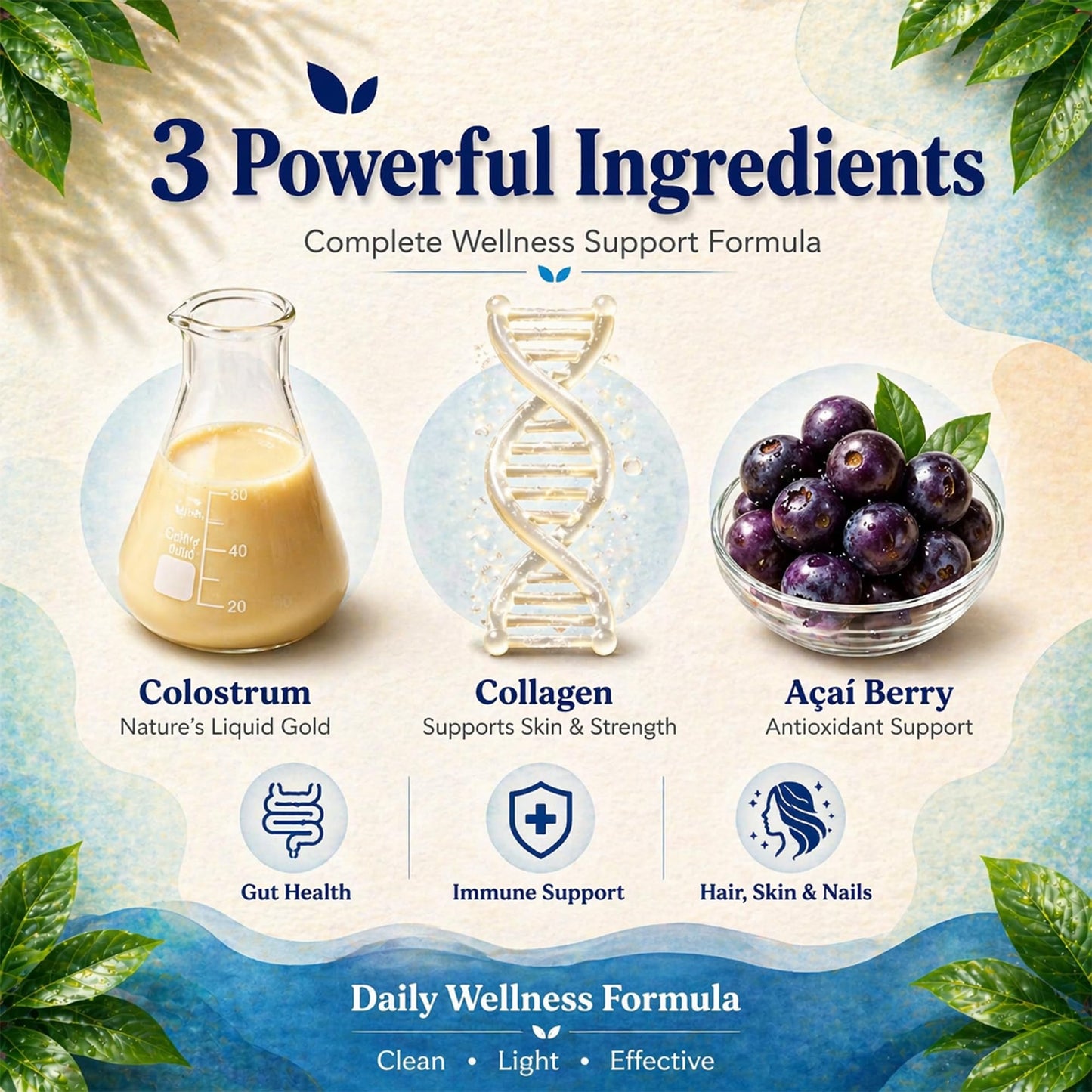 Luci Nutrition Bovine Colostrum Powder with Collagen and Acai 6.35 Ounce