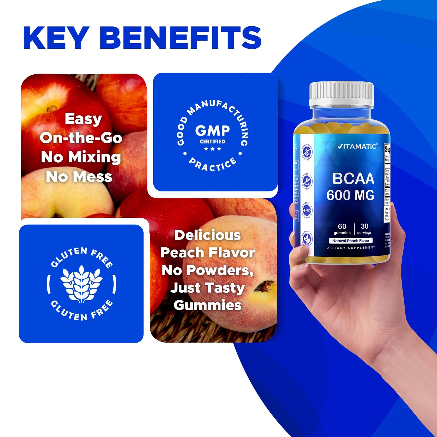 Vitamatic BCAA Gummies, 60 Count