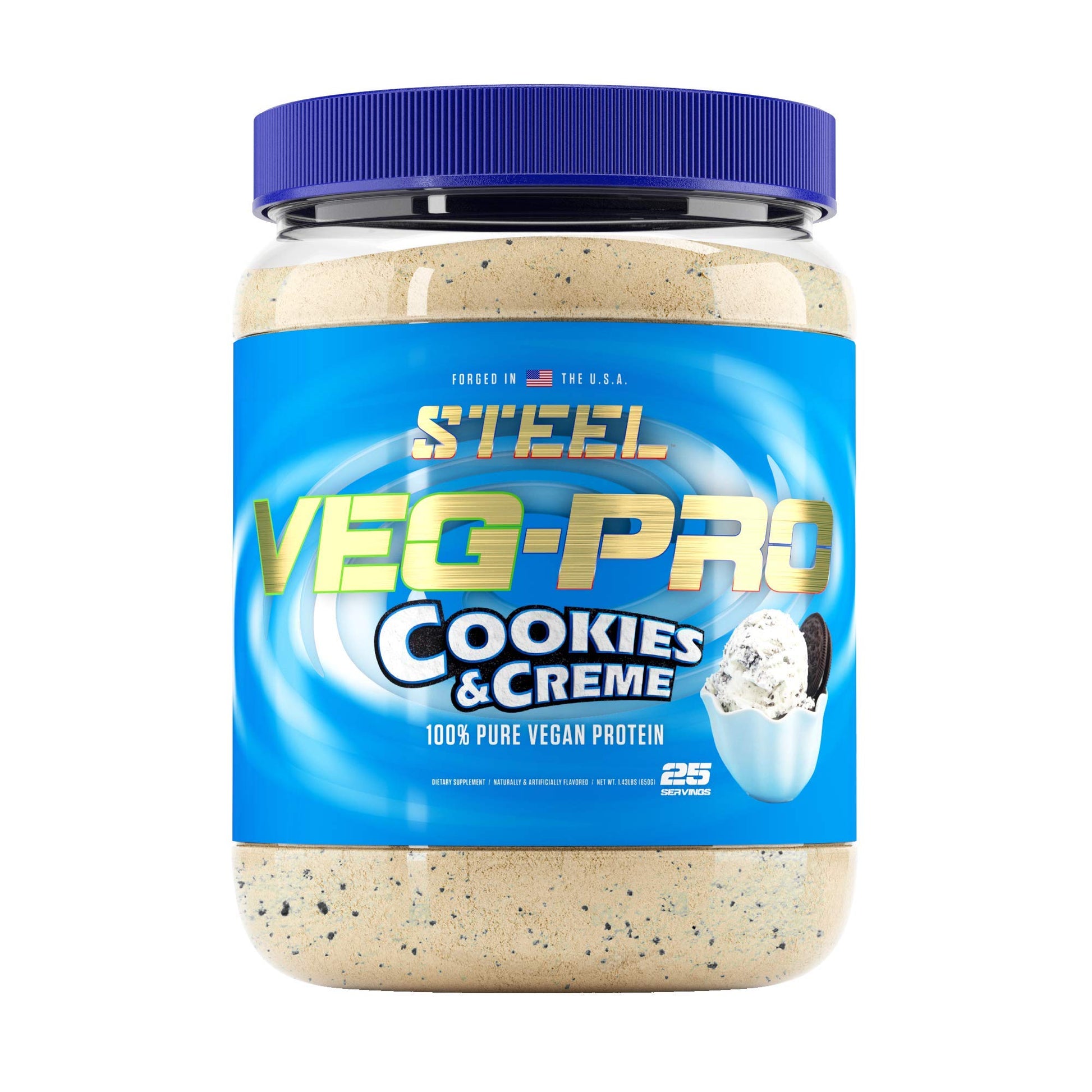 Steel Supplements Veg-PRO Vegan Protein Powder Cookies and Creme, 25 Servings
