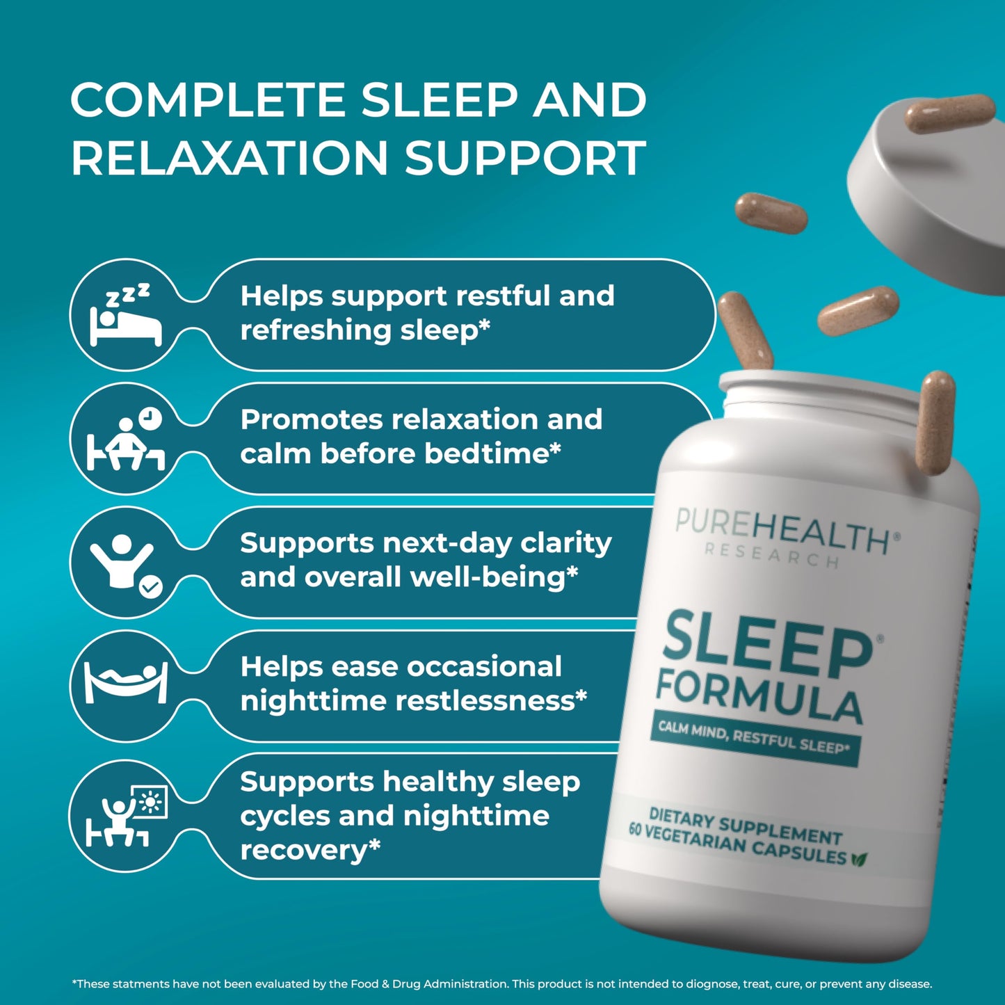 PUREHEALTH RESEARCH Sleep Formula Capsule, 60 Capsules