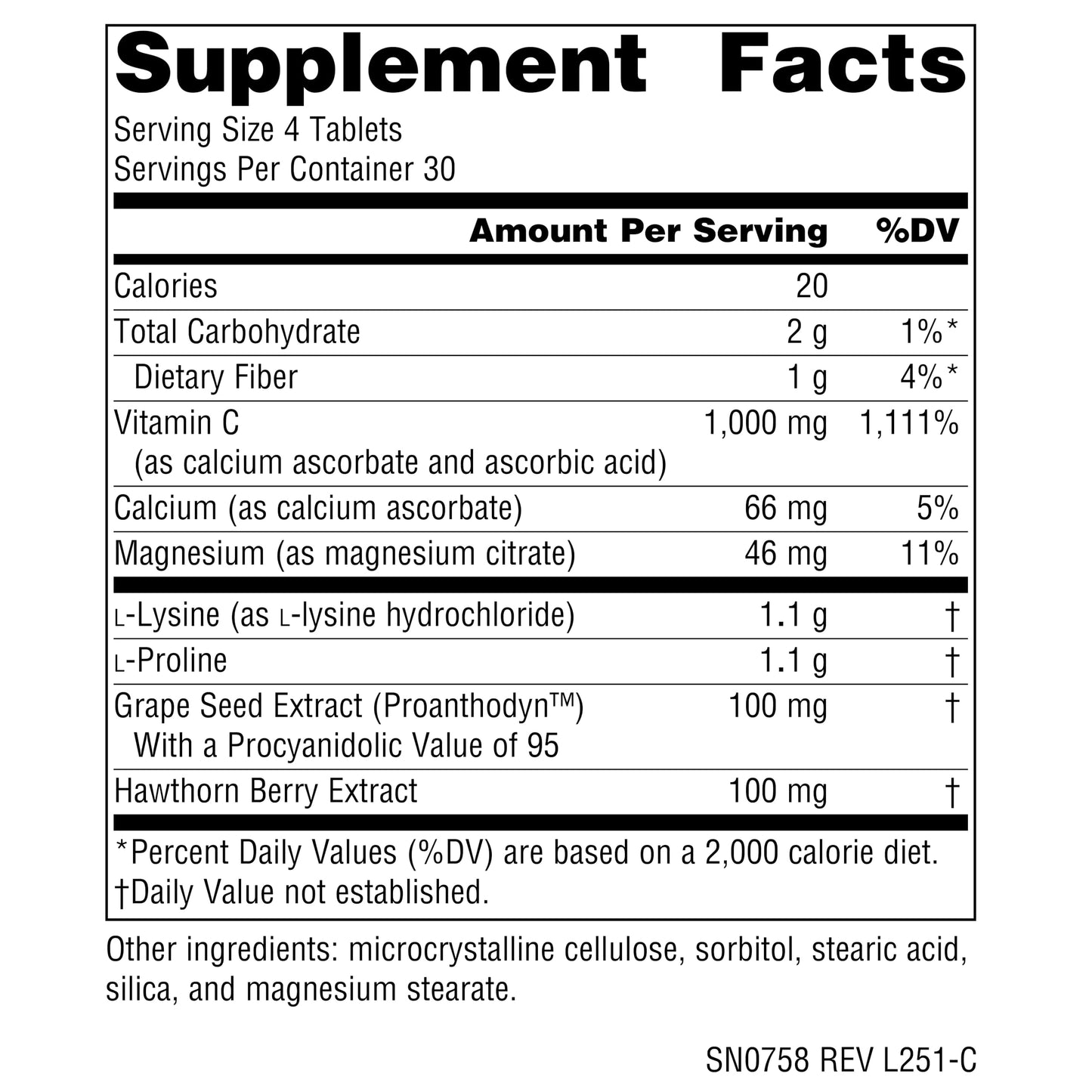 Source Naturals Proline & Lysine 550 mg Tablet, 120 Tablets