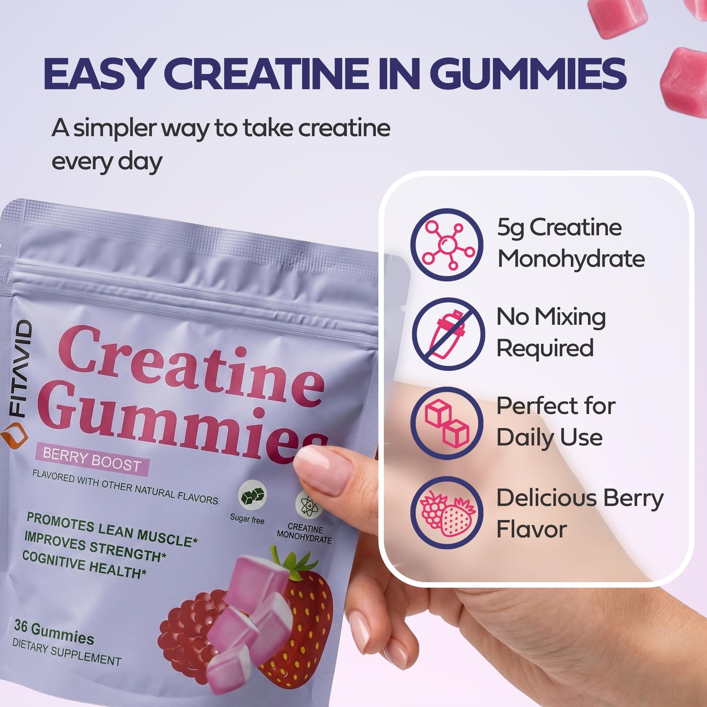 FITAVID Creatine Gummies 36 Count
