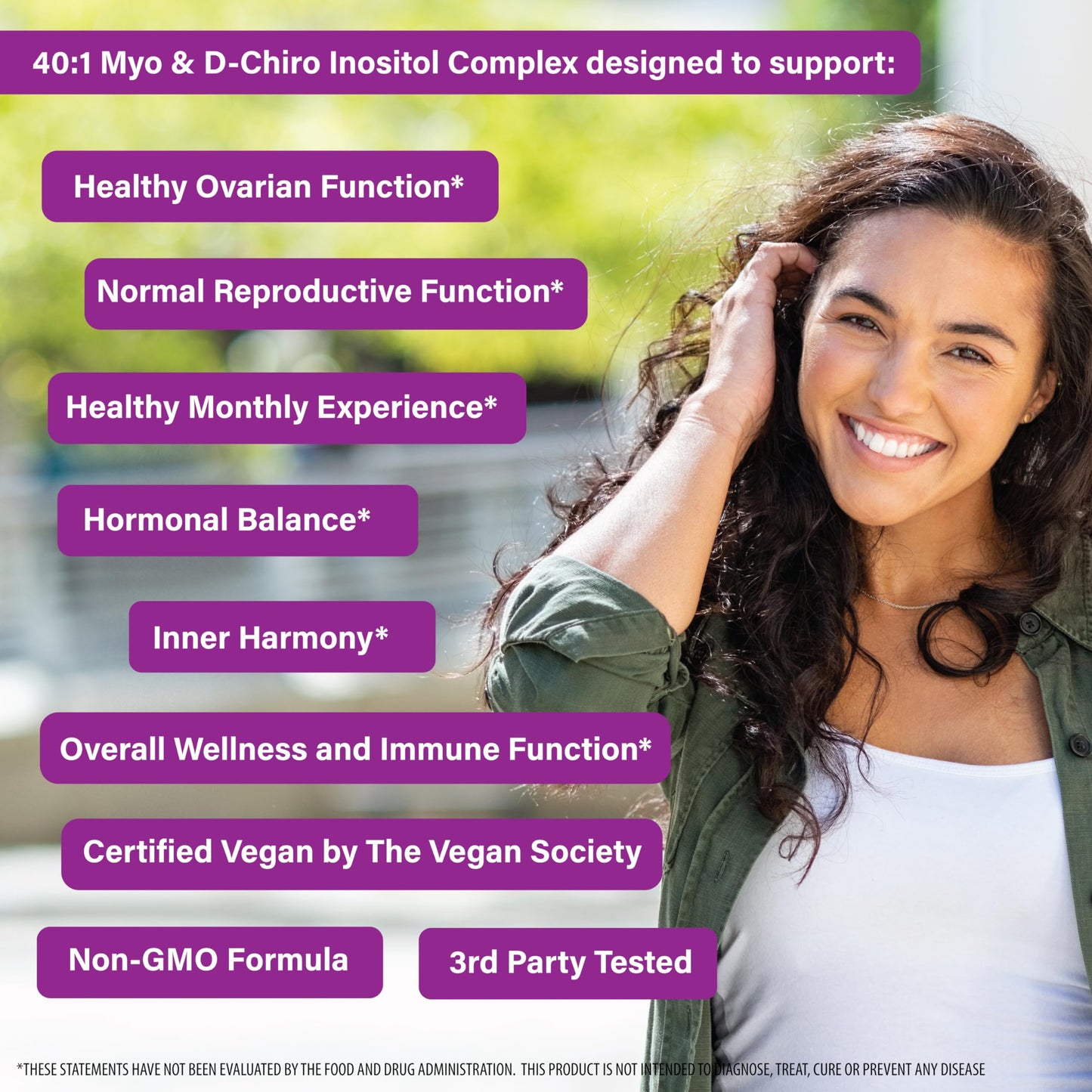 Health Thru Nutrition OVARIS Ovarian Health Complex Inositol 40:1 Myo to D-Chiro Capsule 120 Count