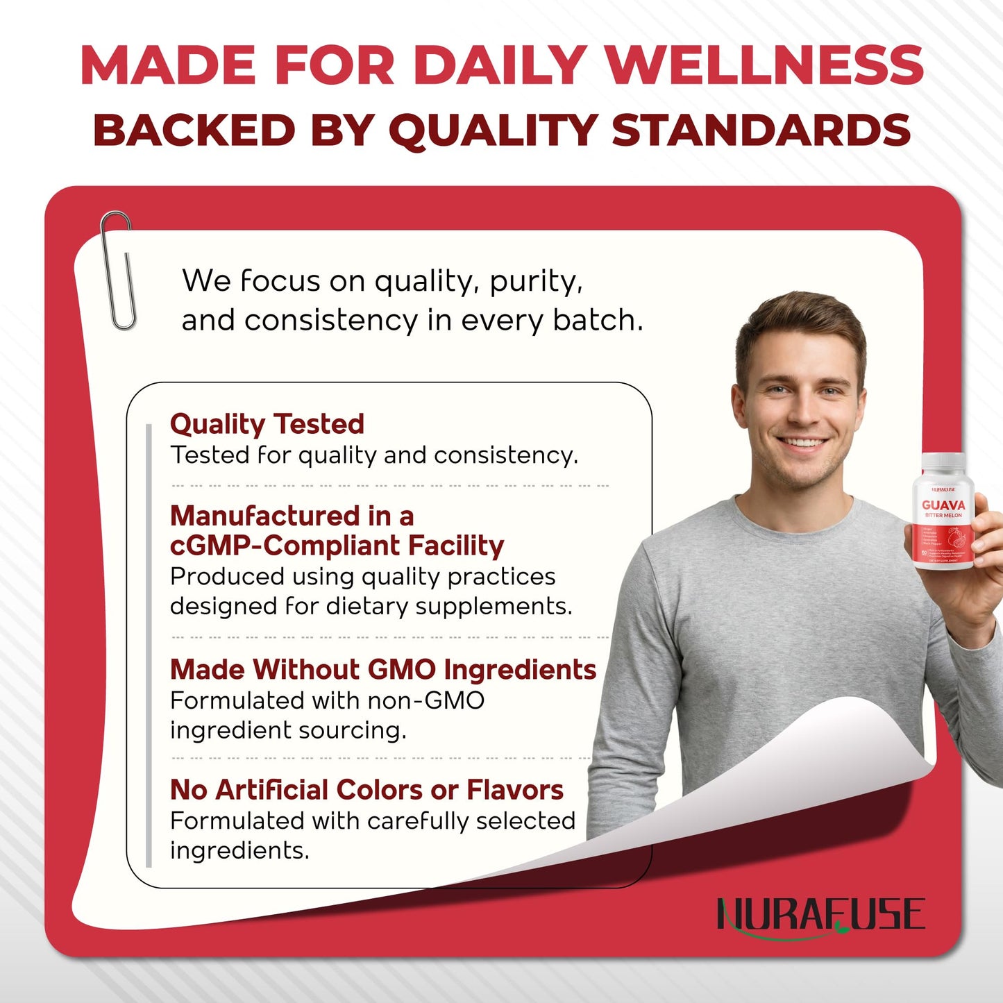 NURAFUSE Guava Extract & Bitter Melon Capsules 150 Count