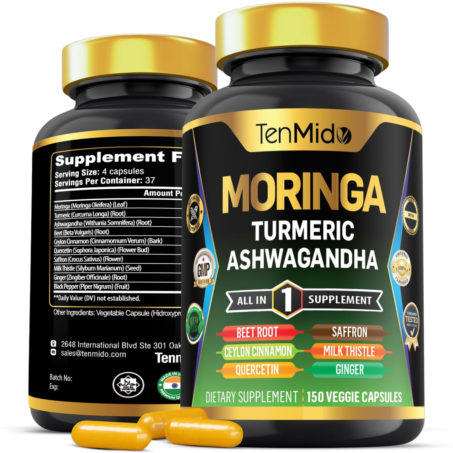 Tenmido Moringa Oleifera Supplement Capsule 150 Count