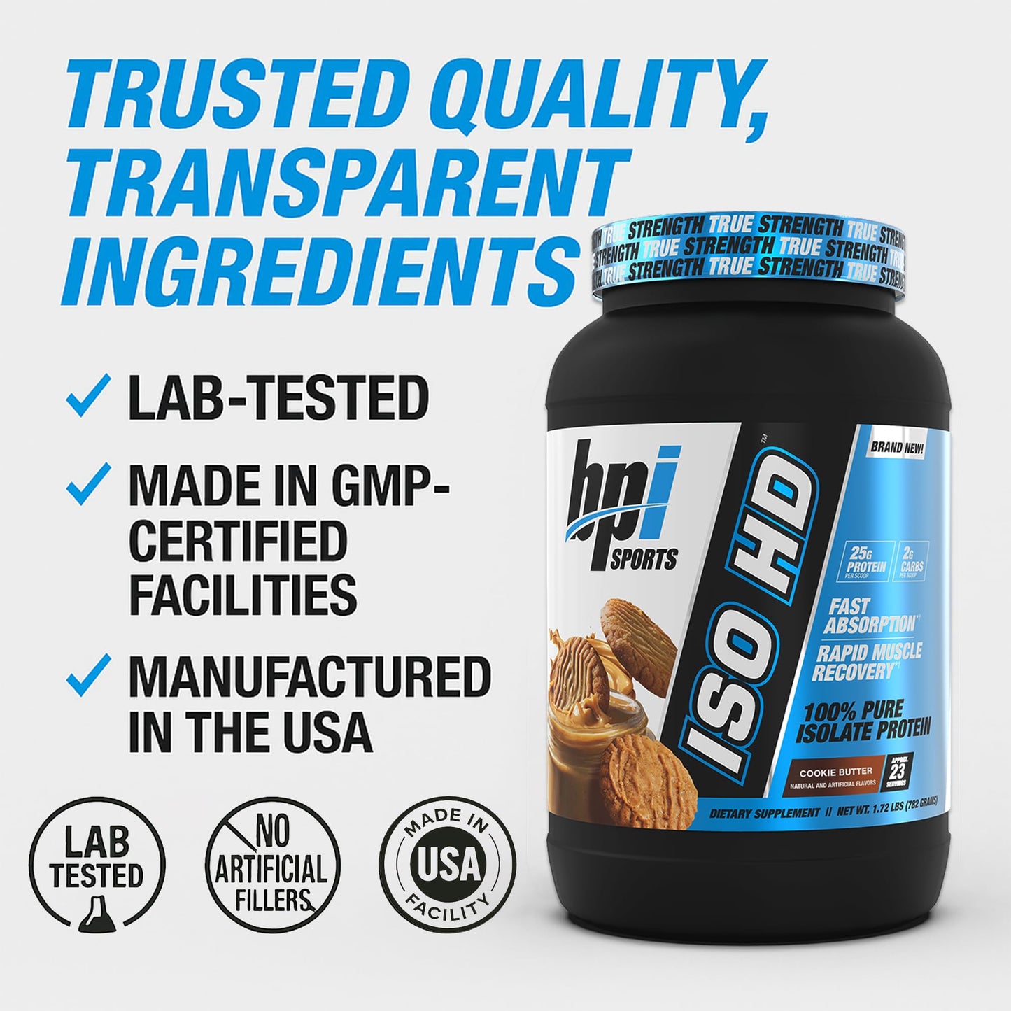 BPI Sports ISO HD Isolate Protein Powder – Cookie Butter, 25.6 oz