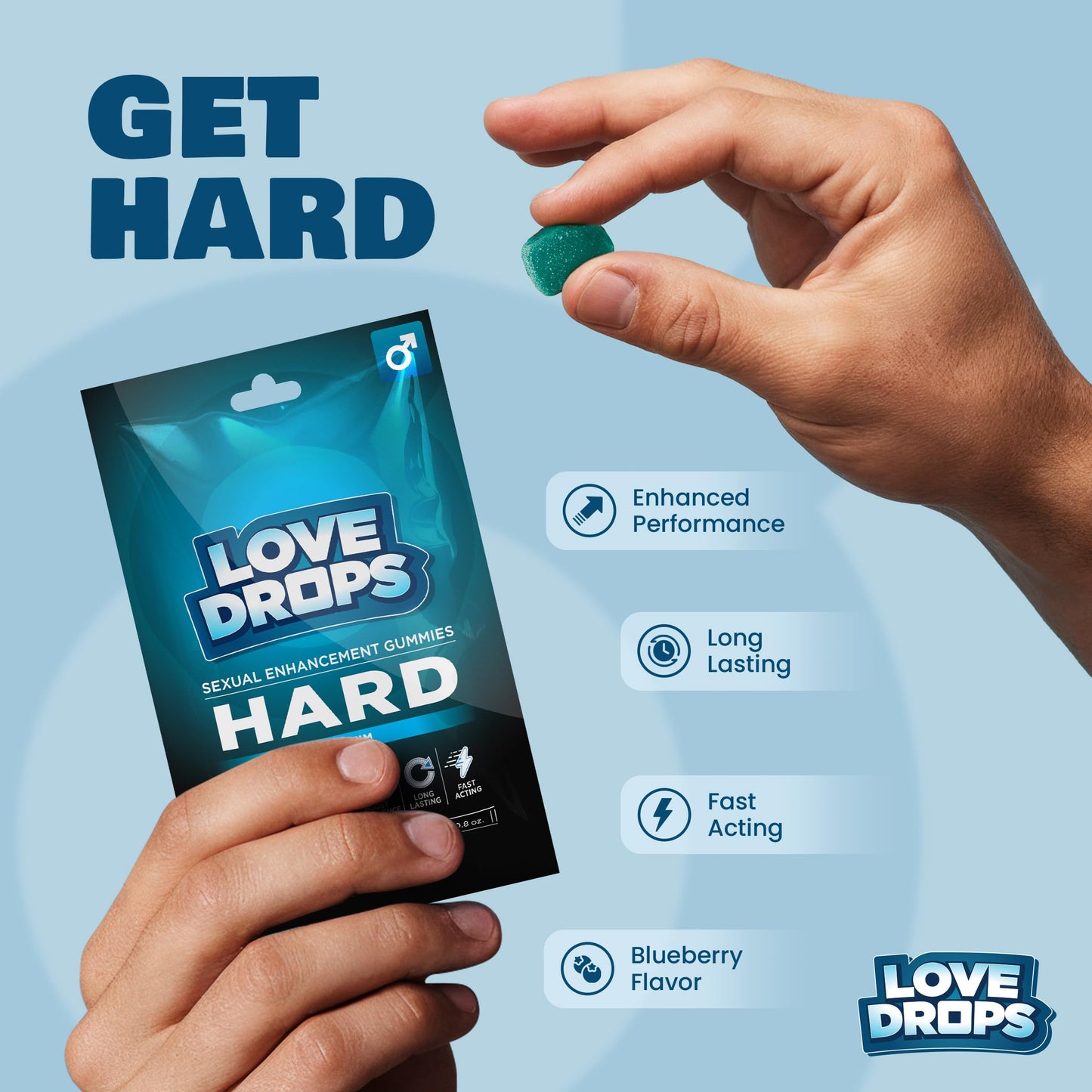 Lovedrops Sexual Enhancement Gummies for Him - Hard, 8 Gummies