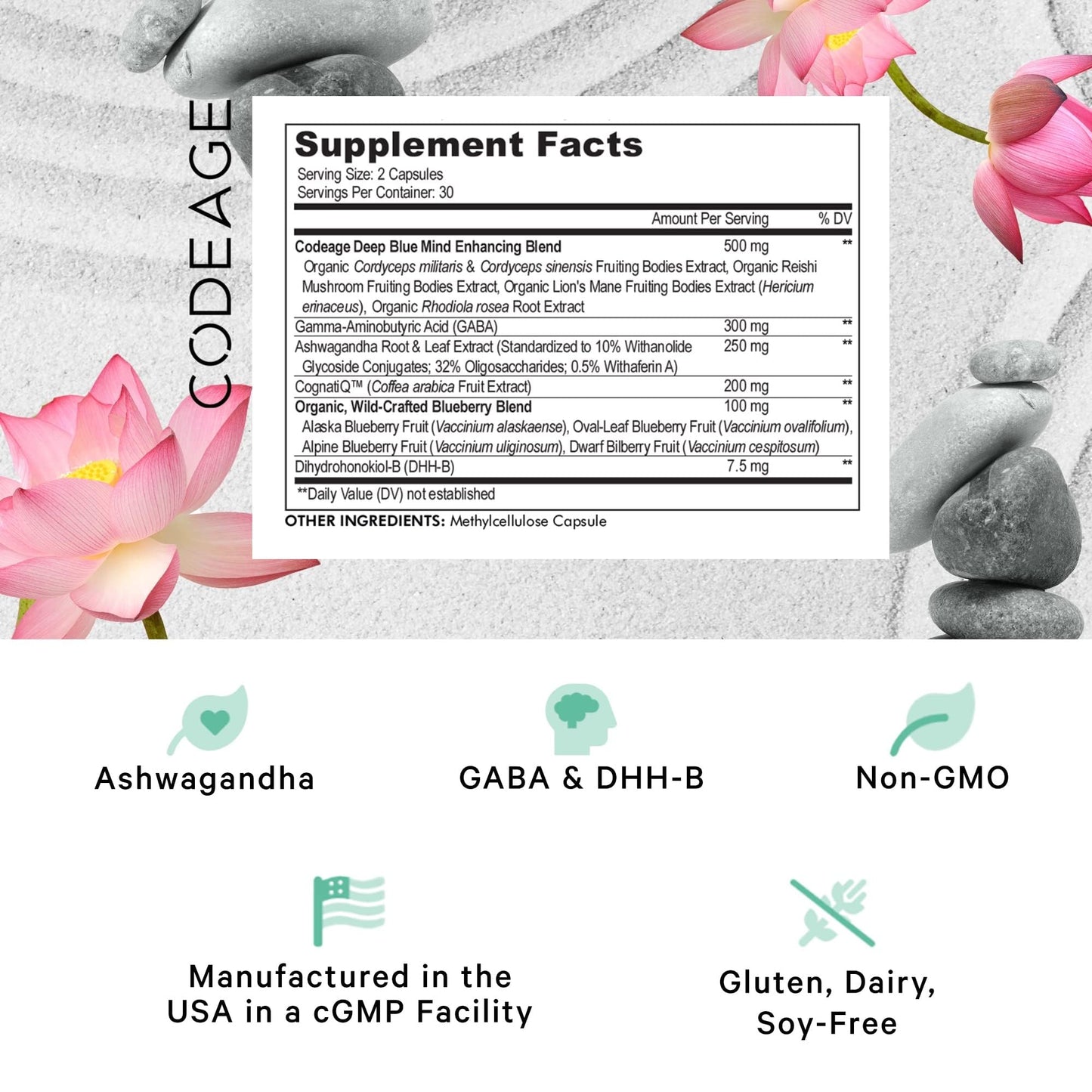 Codeage Meditate Vitamins+ Supplement - 60 Capsules