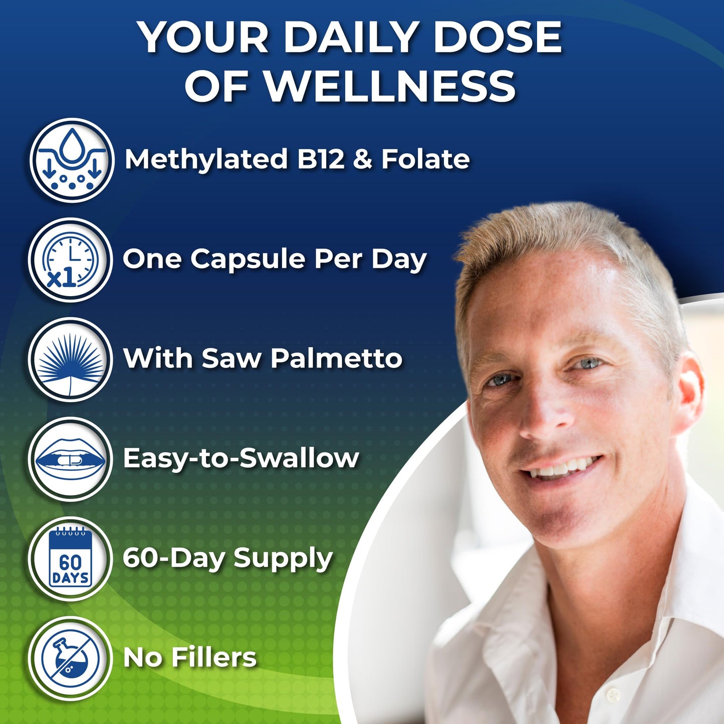 SUPPLEMENTS STUDIO Men's Daily Multivitamin 50 Plus Vegan Methylated Multivitamin for Men 50 and Over with Saw Palmetto Biotin Organic Superfoods Lutein Eye Energy Gut Health Support Capsules 60 Count