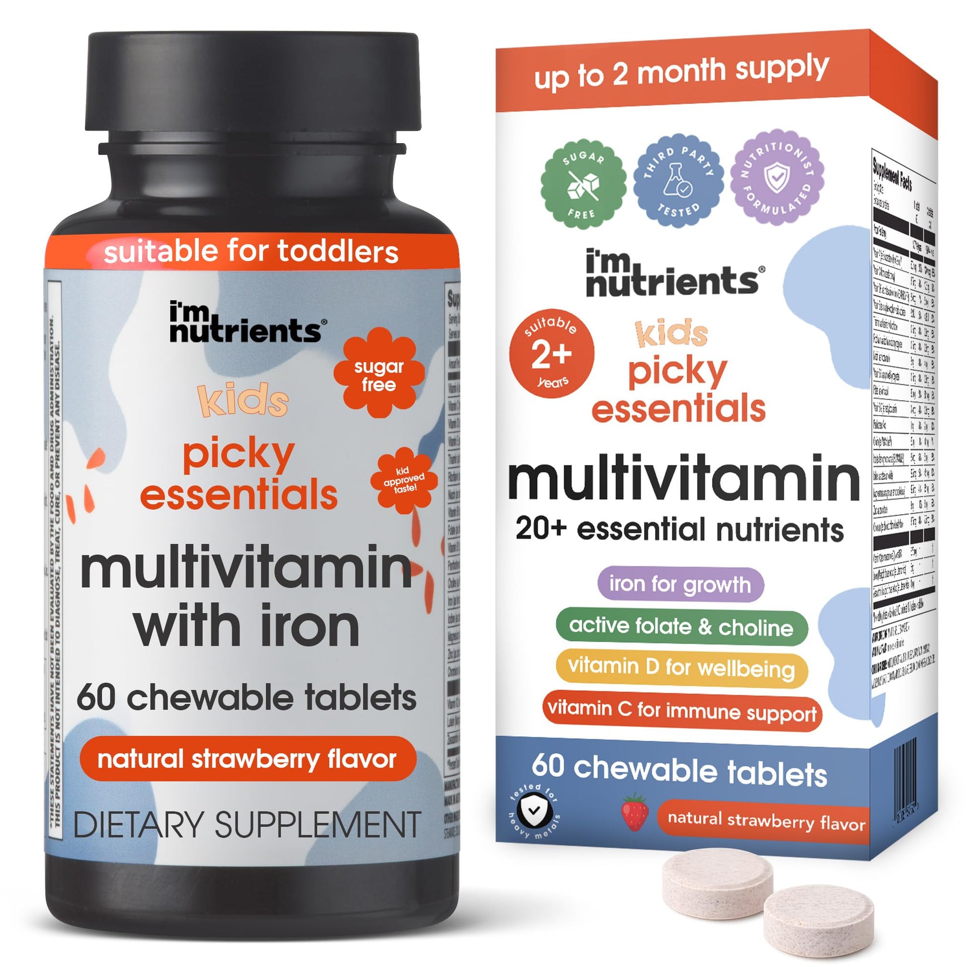 I'm Nutrients Picky Essentials Kids Multivitamin with Iron + Zinc Chewable 60 Tablets