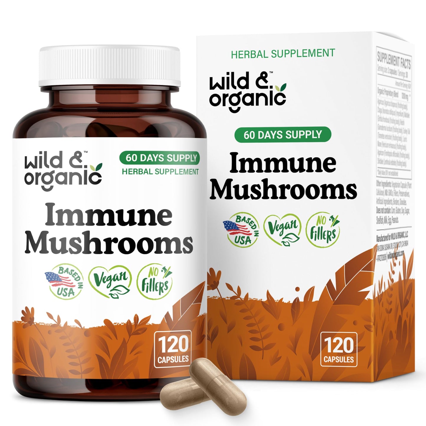 Wild & Organic Immune Mushroom Blend 120 Capsules