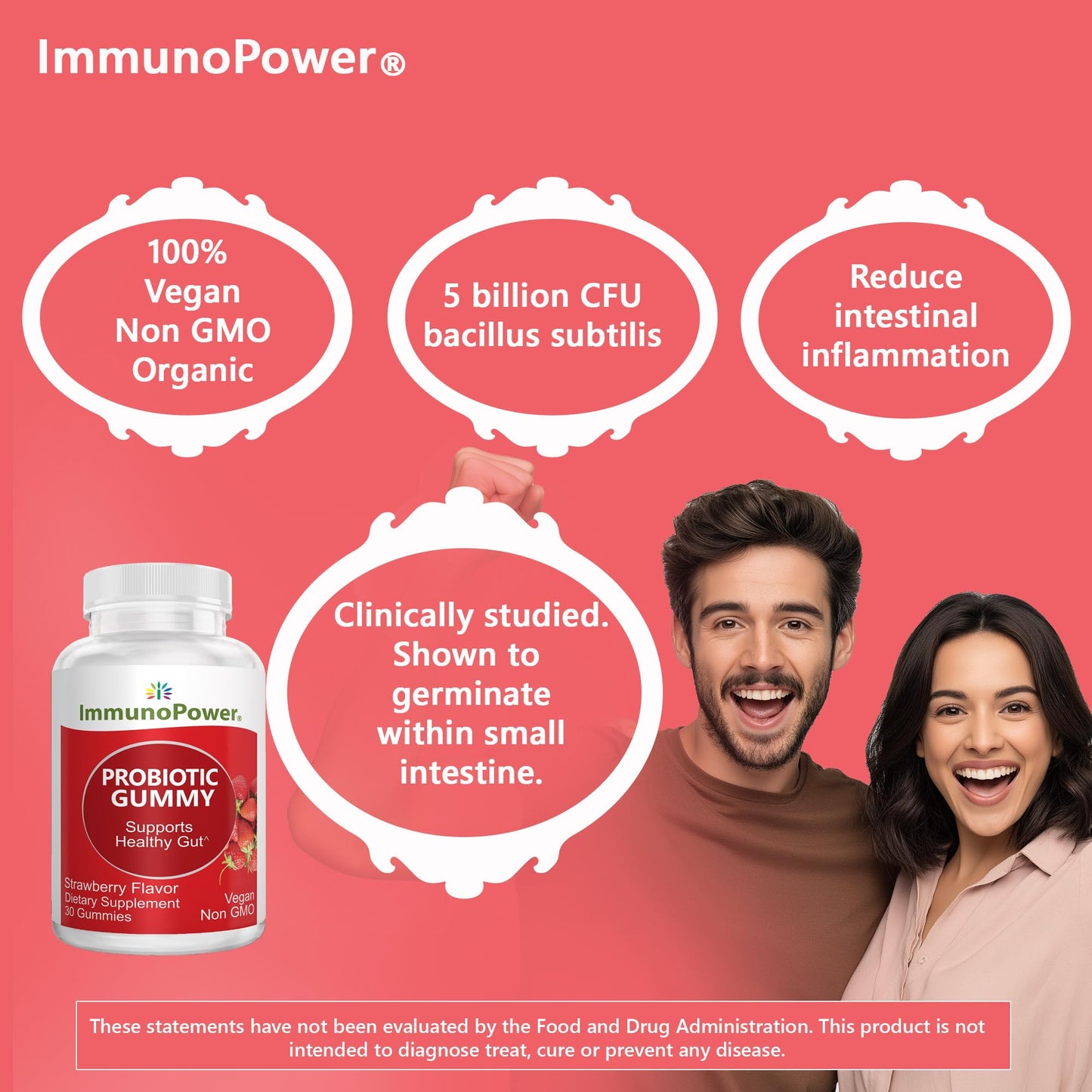 ImmunoPower Organic Probiotics Gummies 60 Count