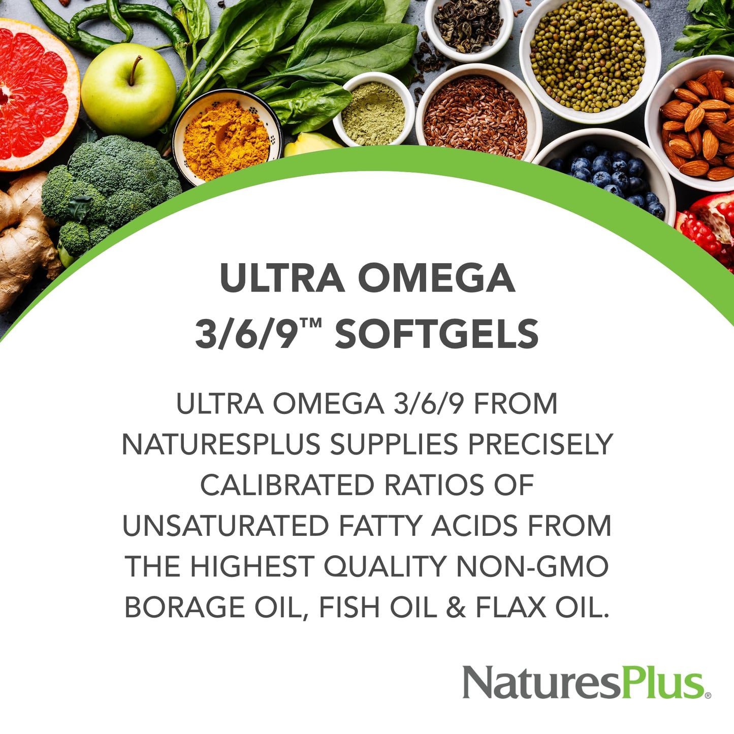 NaturesPlus Ultra Omega 3/6/9 - Borage, Fish & Flax Oil Supplement, 90 Softgels