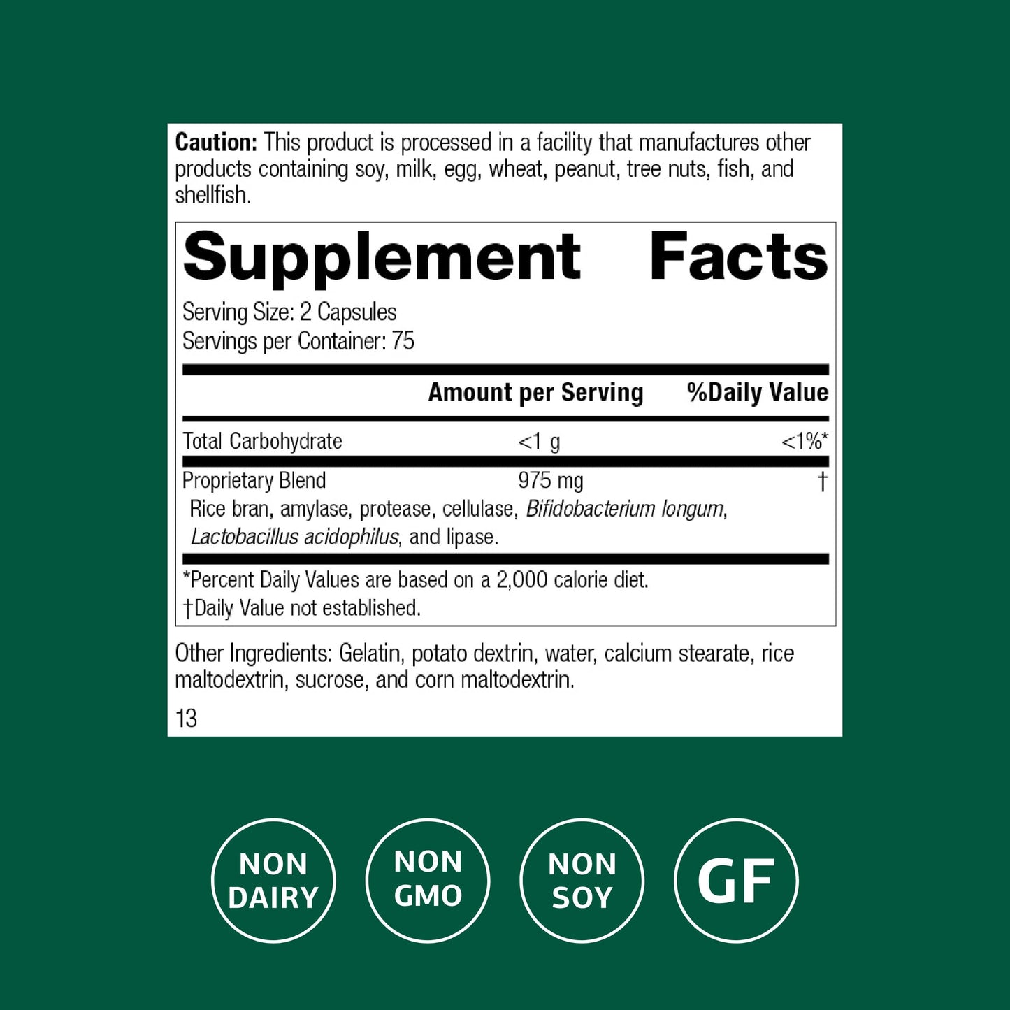 Standard Process Lact-ENZ Enzyme Digestion Support Capsule 90 Count