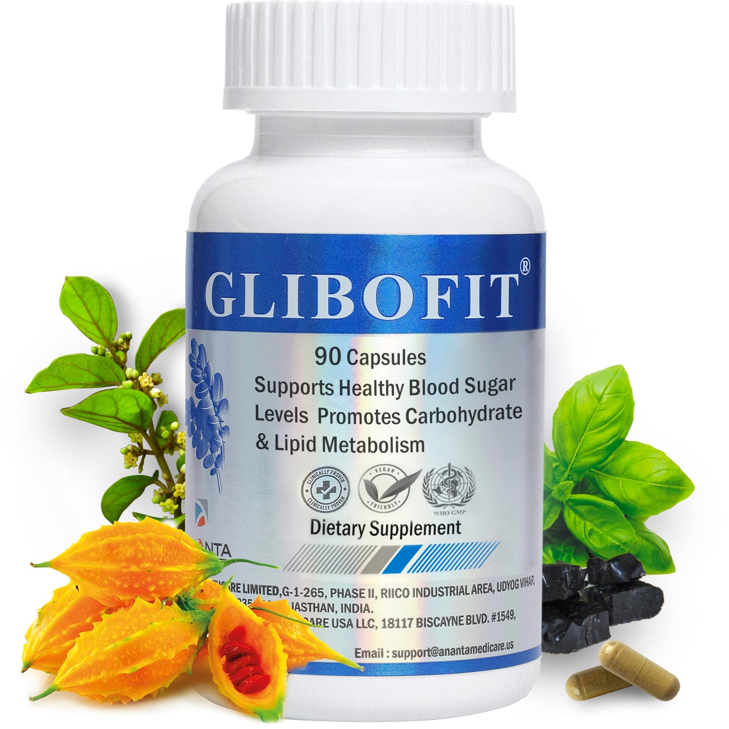 Ananta Medicare USA GLIBOFIT Blood Sugar & Metabolism Support Tablets, 90
