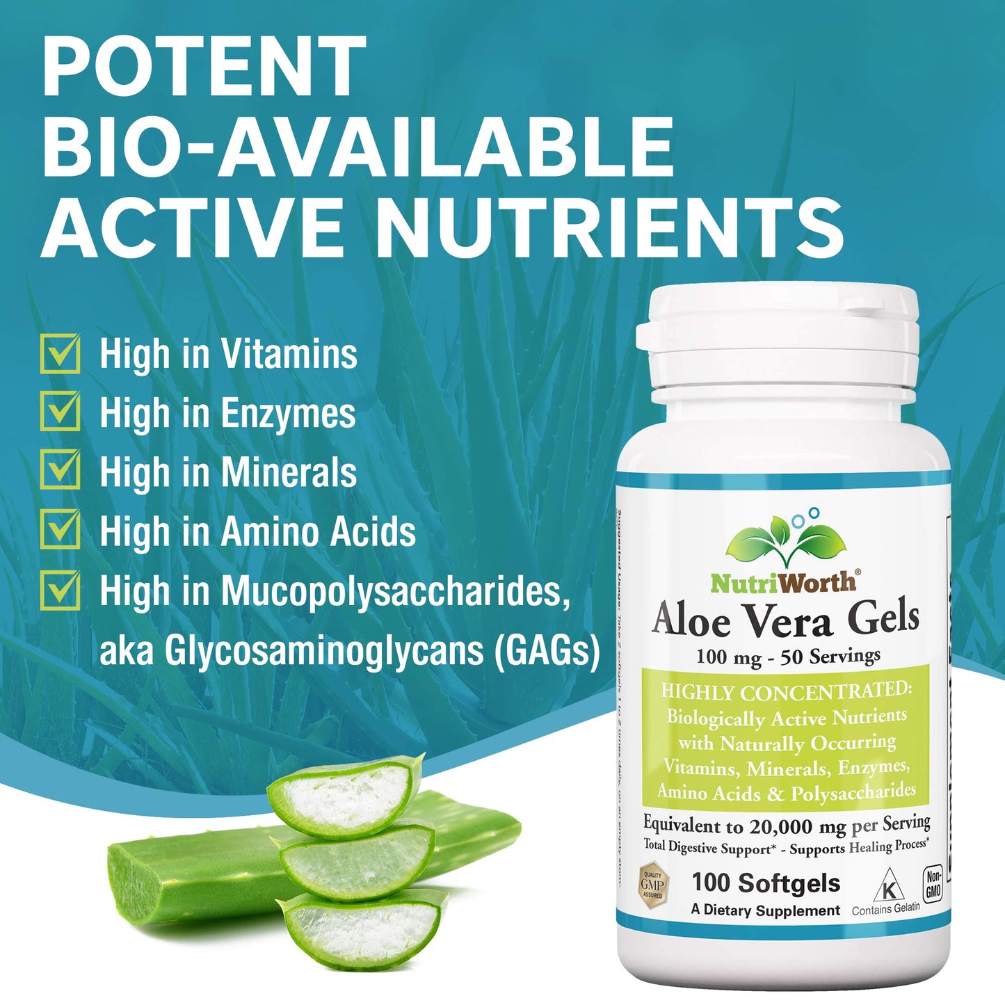 NutriWorth Aloe Vera Supplement Softgels 100