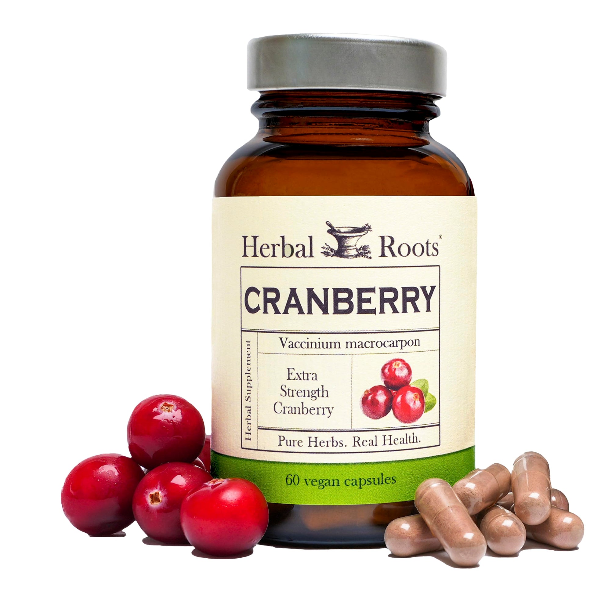 Herbal Roots Cranberry Pills with Organic Nettle Vegan Capsules, 60 Count