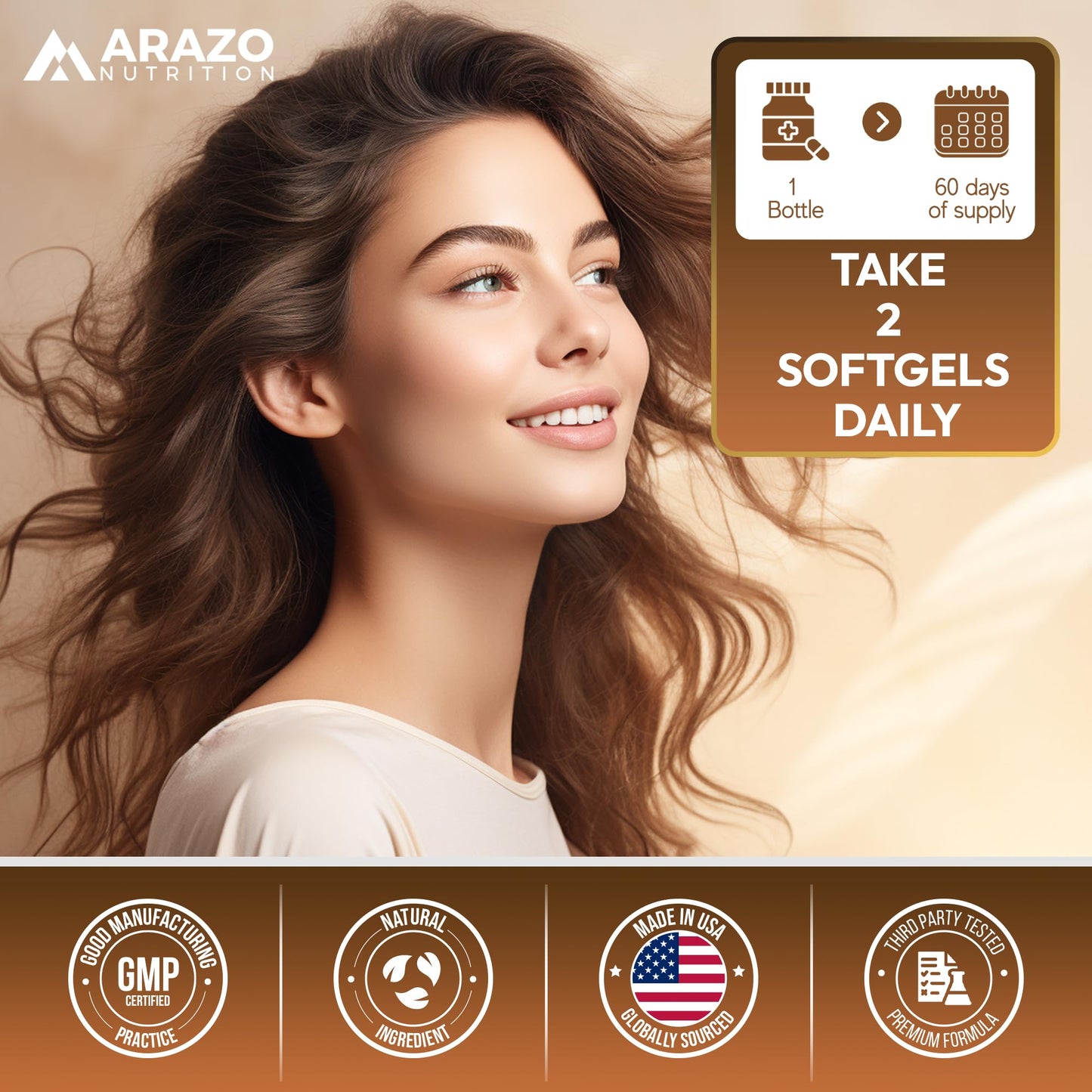 Arazo Nutrition Organic Coconut Oil 2000 mg Per Serving Soft Gel 120