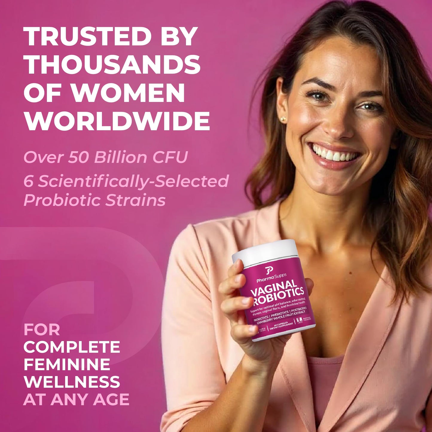 PharmaSupps Women's Probiotic for Vaginal Health Capsule, 60 Count