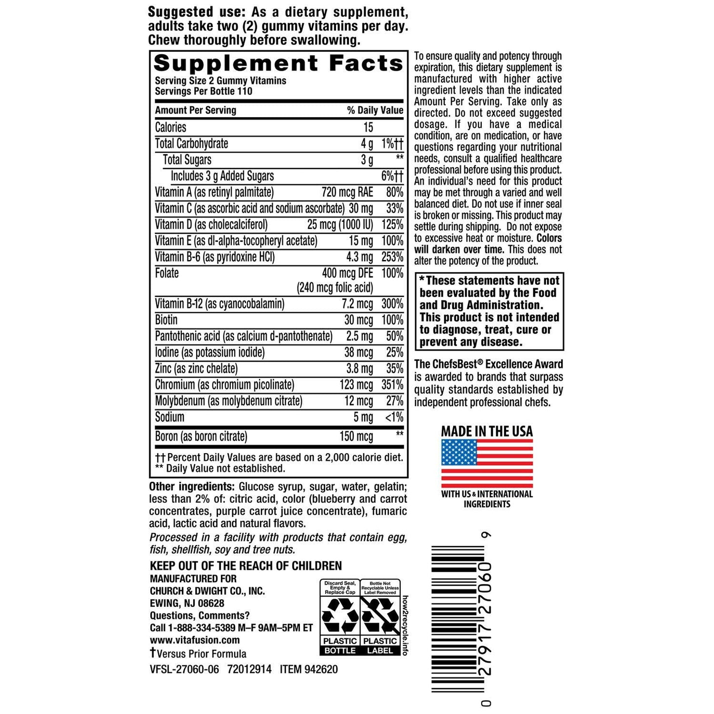 Vitafusion Mens Complete Multivitamin Gummies 220 Gummies