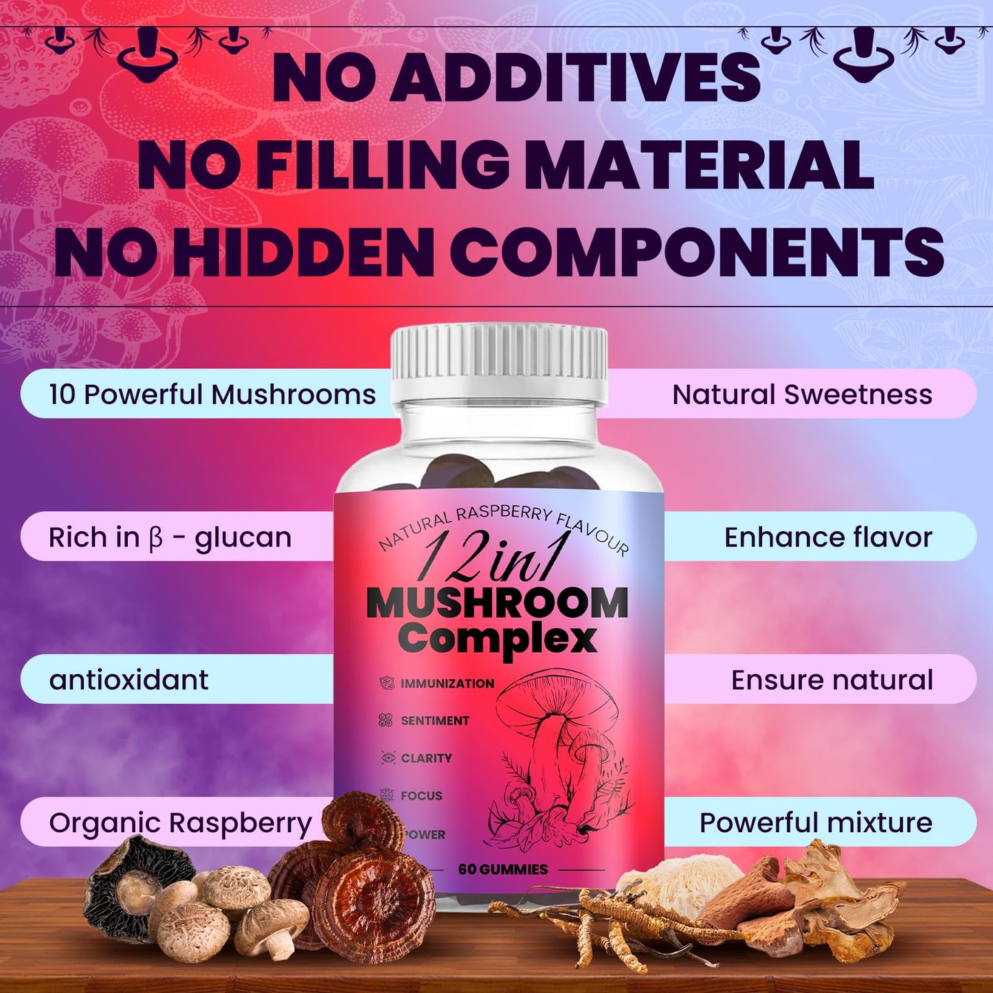 NUTSE Mushroom Gummies Gummy, 60 Count