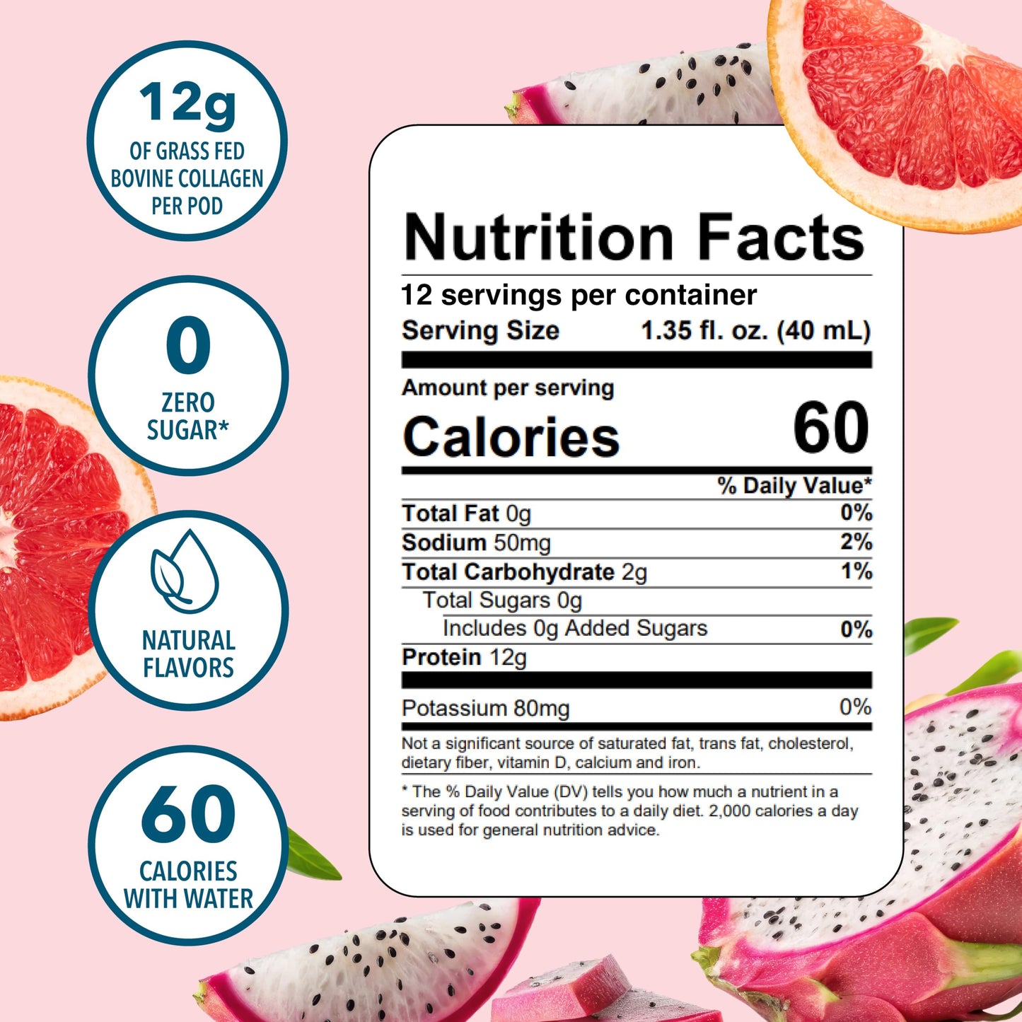 Java House Liquid Science Dragon Fruit Grapefruit Collagen Capsules, 12 Count