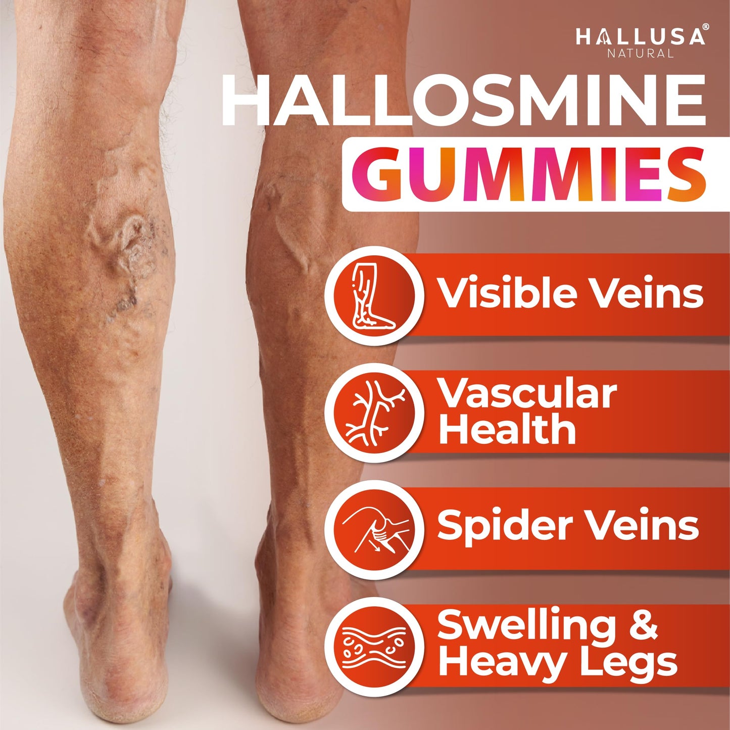 Hallusa Natural Hallosmine 400mg Gummies, 30 Count