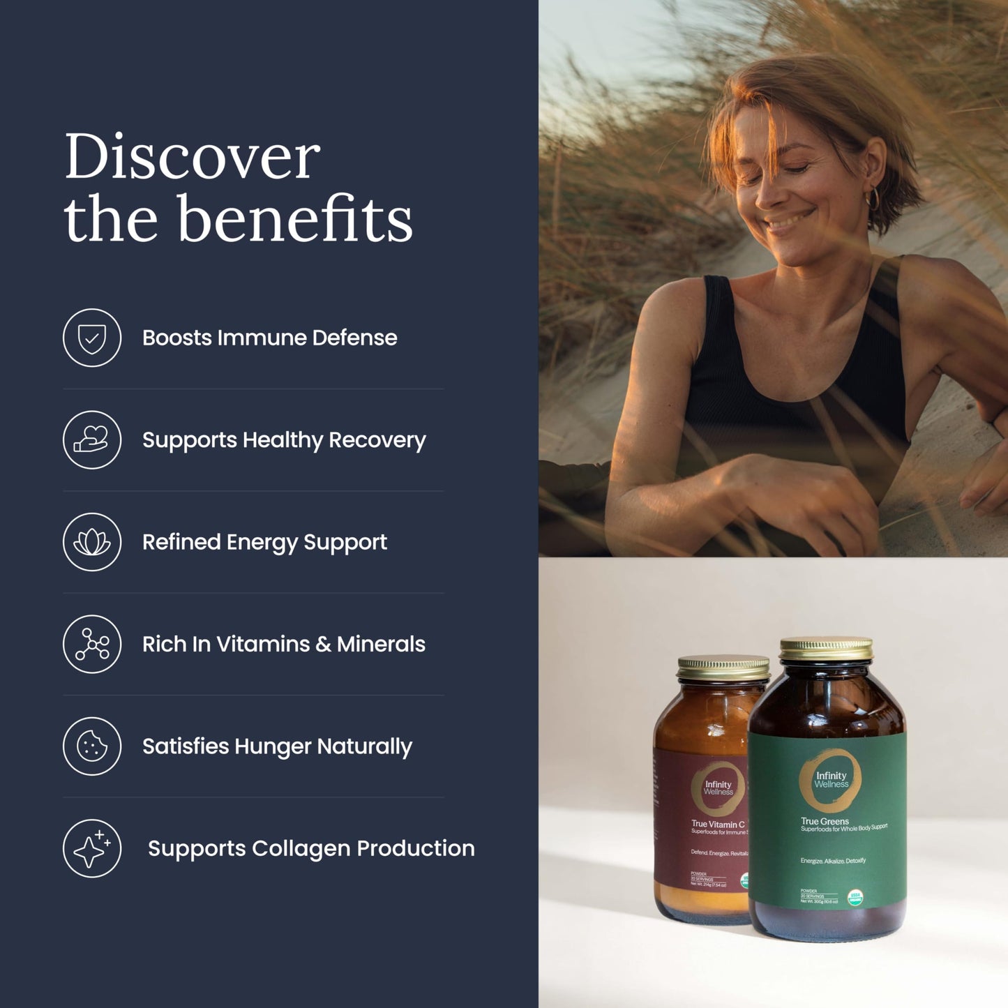 Infinity Greens Organic Whole-Food Sourced Vitamin C Powder with Acerola, Camu Camu & Amla, 1000mg Superfood C, High-Potency, Shilajit, Astragalus Root & Ginger, Vegan, Non-GMO, Powder, 7.55 oz