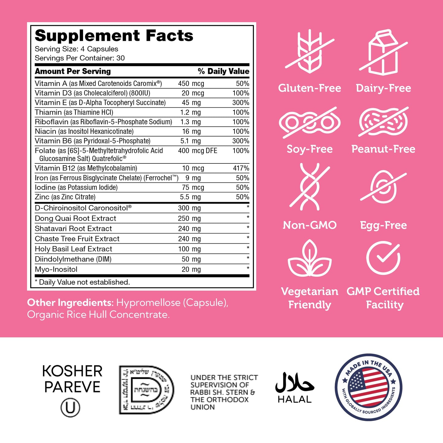 Zahler Female Totality Fertility Prenatal Vitamins 120 Capsules
