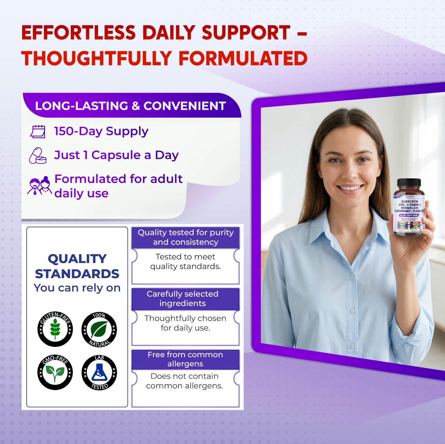 PEAKPURY Quercetin Elderberry Turmeric Vitamin C Zinc 150 Capsules