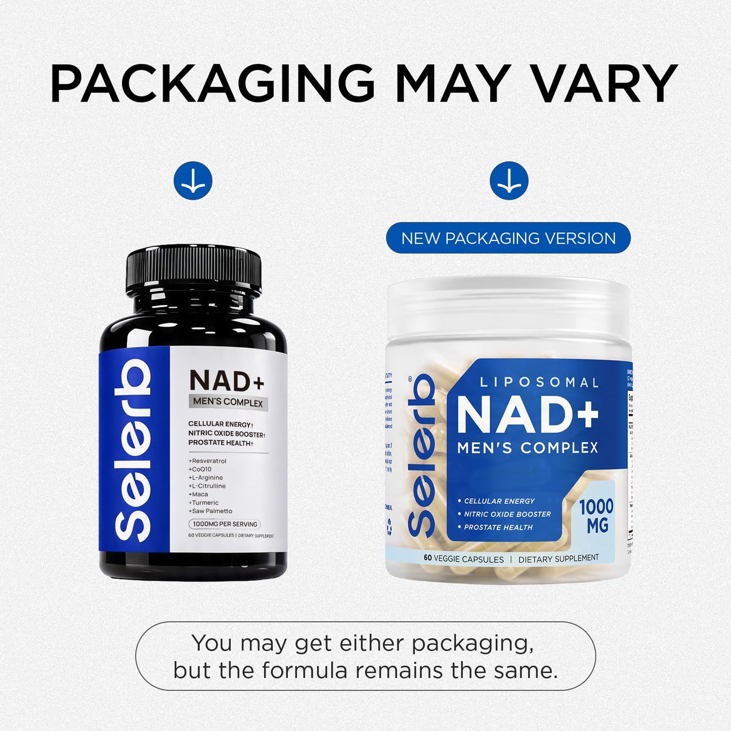 Selerb NAD Supplement for Men – Liposomal NAD+ NMN Alternative Nitric Oxide Prostate Health Supplements with Resveratrol, CoQ10, L-Citrulline and Lycopene for Anti-Aging & Cellular Energy Support, Capsule, 60 Capsules