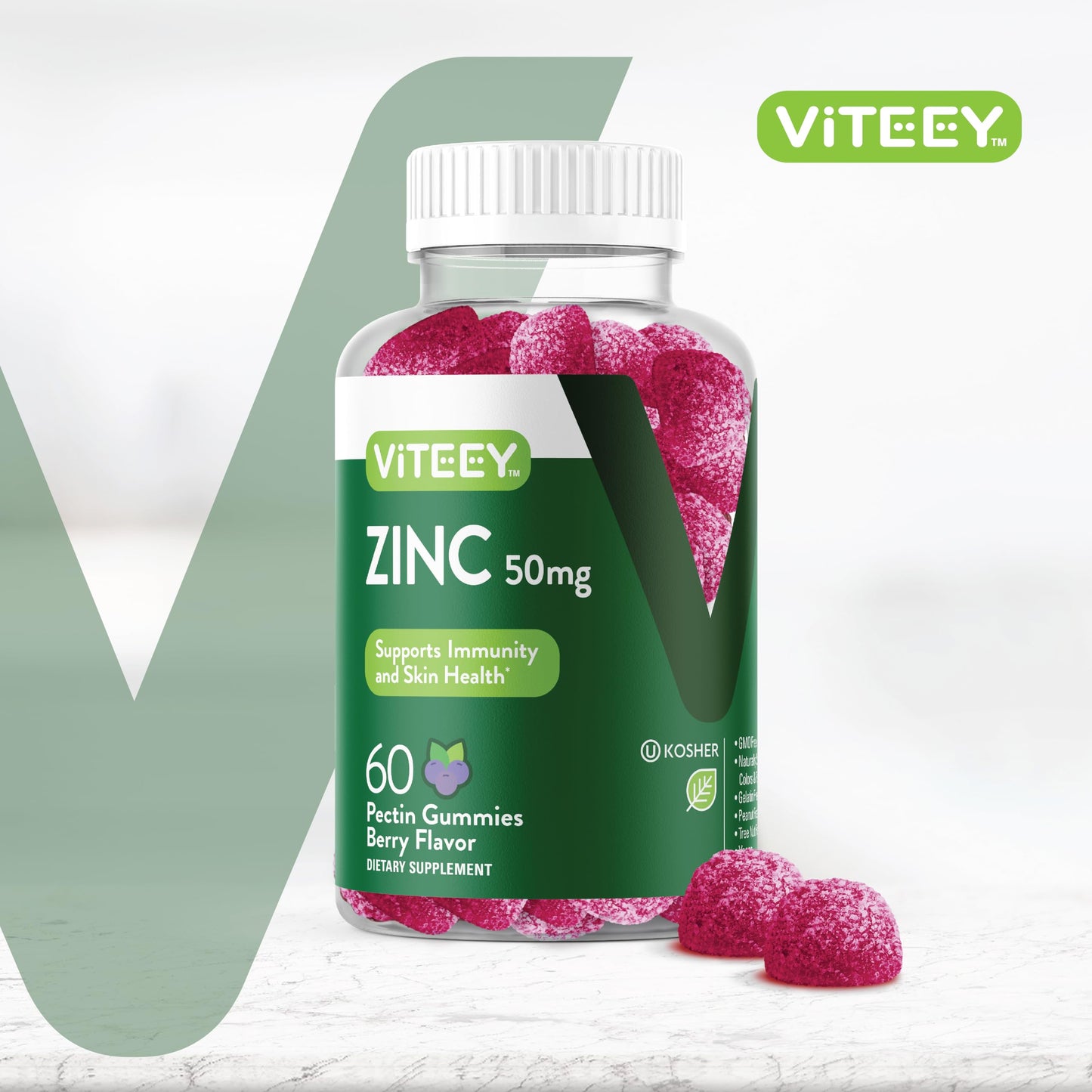 Viteey Zinc Gummies, 60 Count