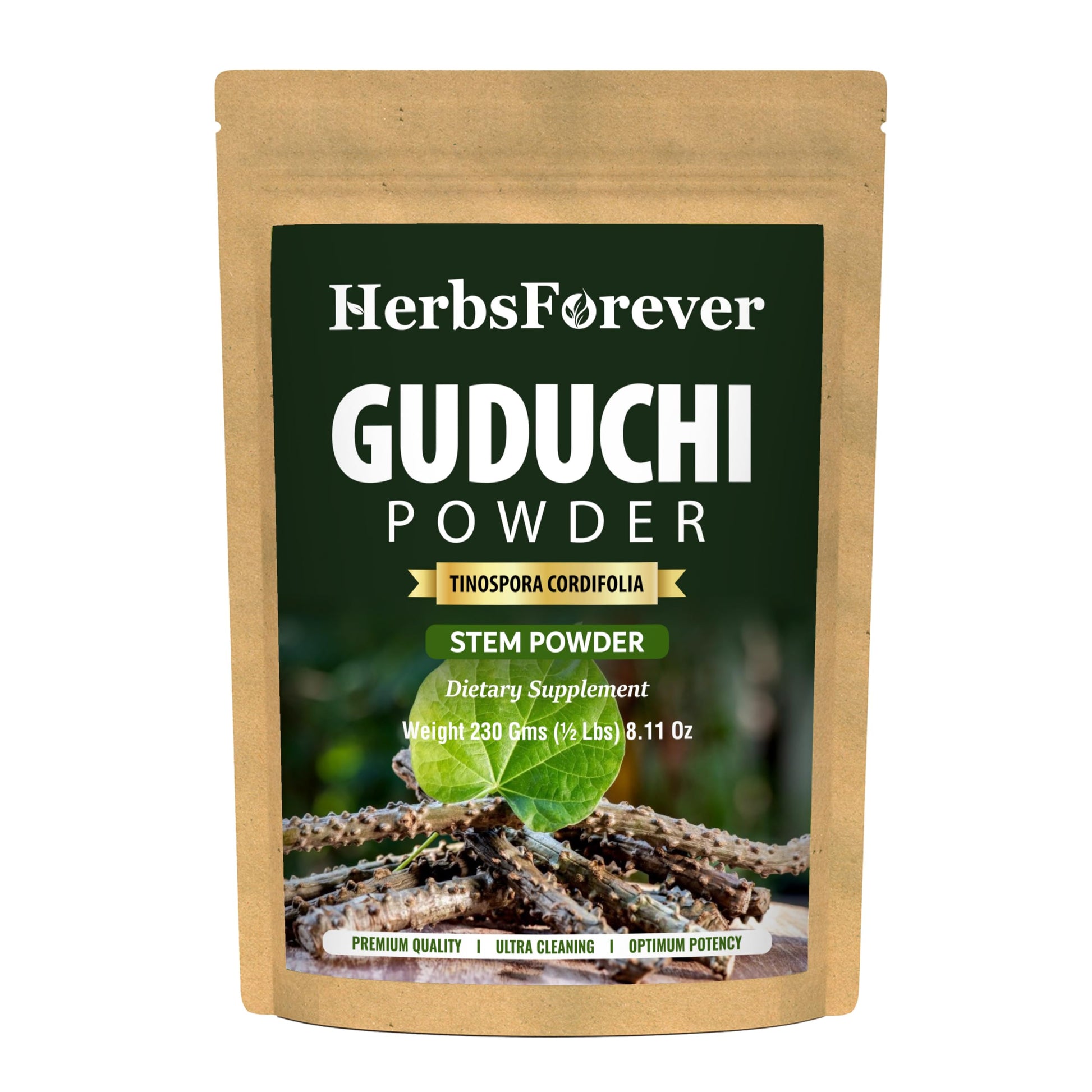 Herbsforever Guduchi Powder Tinospora Cordifolia Ayurvedic Herbal Supplement 8.11 Ounce
