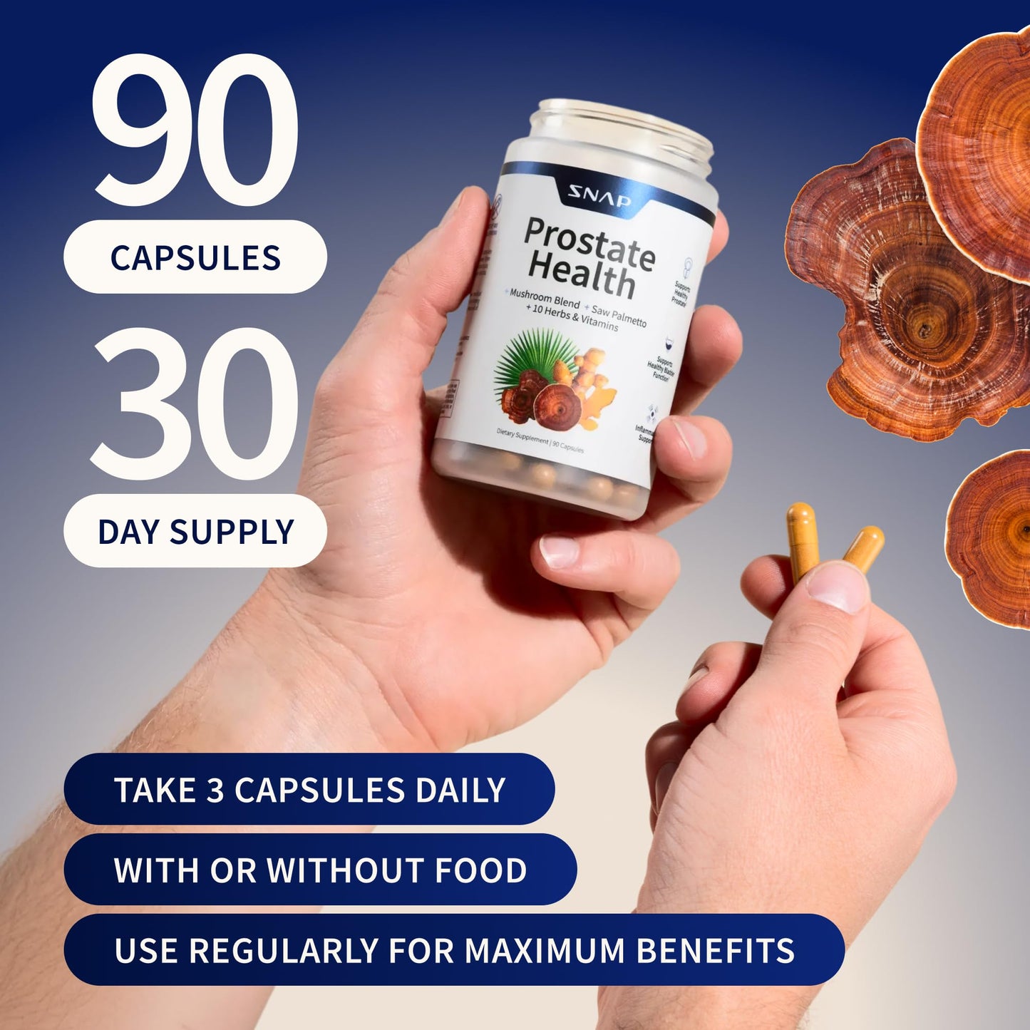 Snap Supplements Prostate Health Supplements for Men Capsules, 90 Count