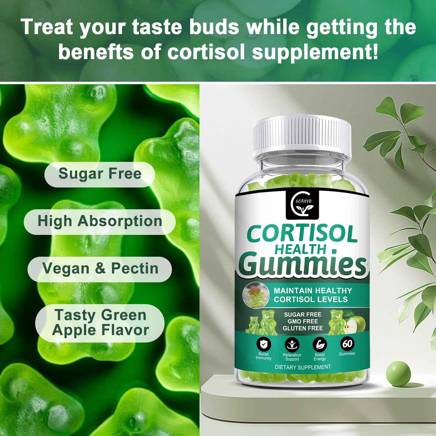 GORNVB Cortisol Gummies 120 Count
