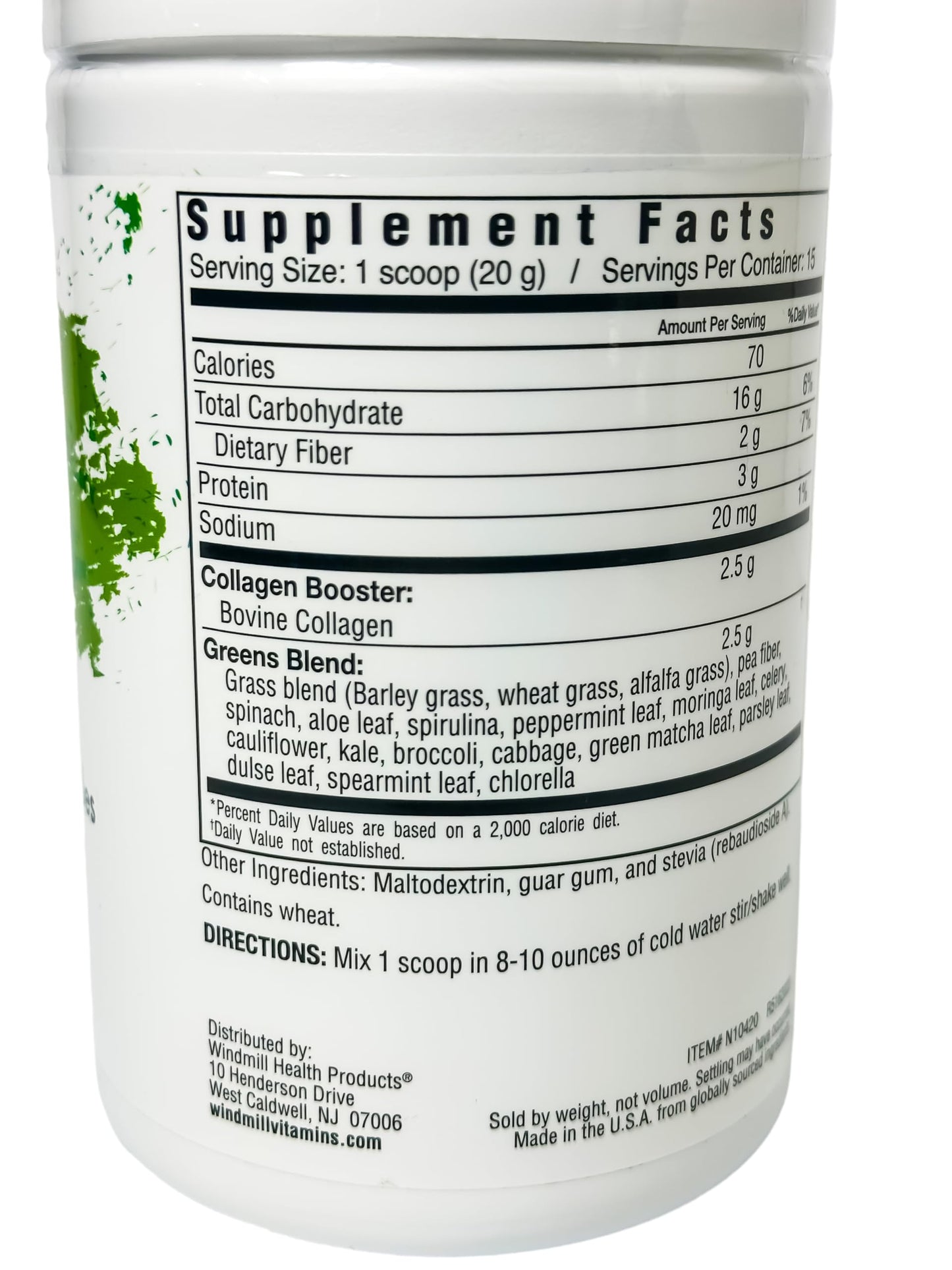 Essential Greens Collagen with Organic Beauty Greens with Type I & Type III Peptides Powder 10.6 oz