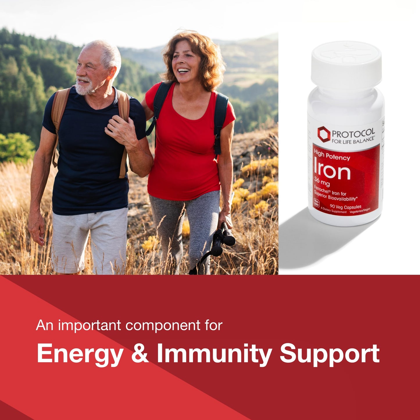 Protocol for Life Balance Iron 36mg Ferrochel Iron – Bioavailable Iron Bisglycinate, Energy & Immune Support, 91 Capsules