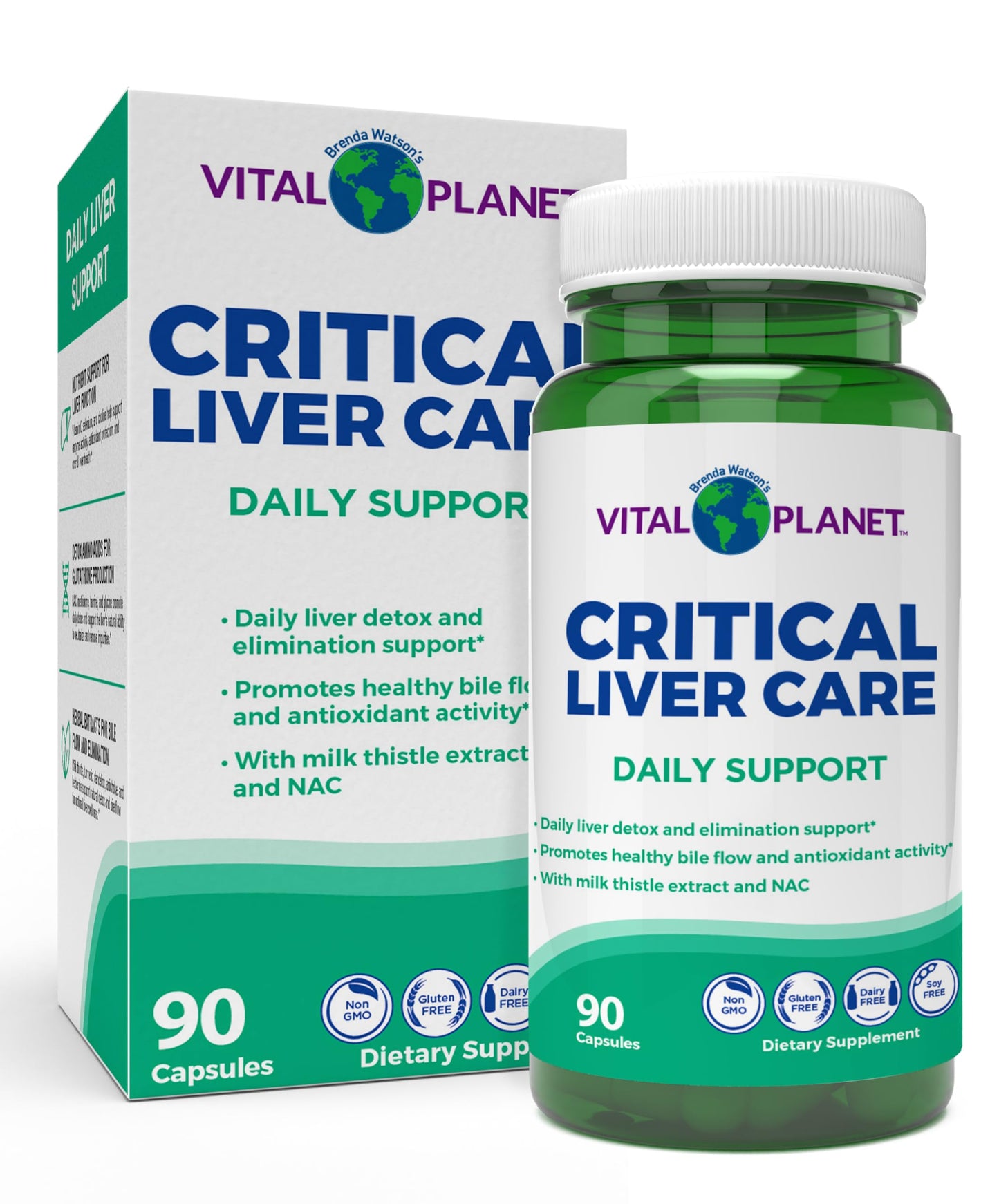 Vital Planet Critical Liver Care Liver Cleanse Detox & Repair Daily Support with Milk Thistle, N-Acetyl Cysteine, Dandelion, Turmeric, Berberine, Alpha Lipoic Acid, TMG 90 Capsules