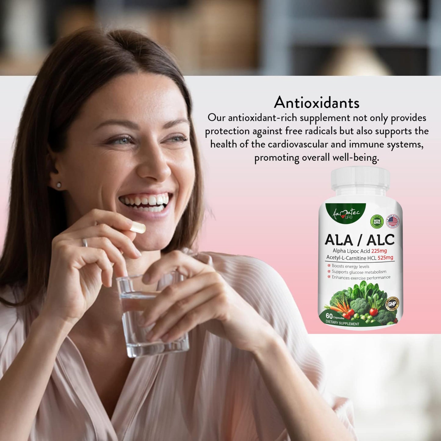 AAMATEC LIFE ALA/ALC High Potency Formula Alpha Lipoic Acid and Acetyl-L-Carnitine HCl Capsules, 60 Count