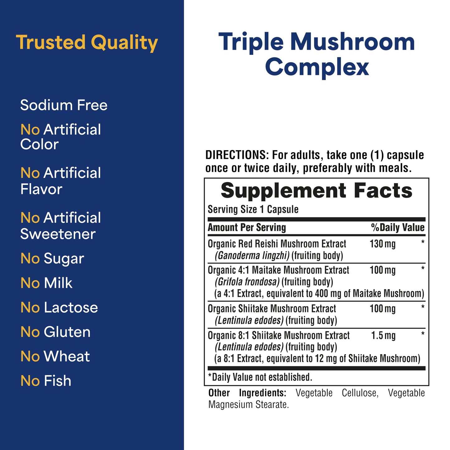 Puritan's Pride Triple Mushroom Complex, Reishi, Maitake & Shiitake Extracts Capsules 60