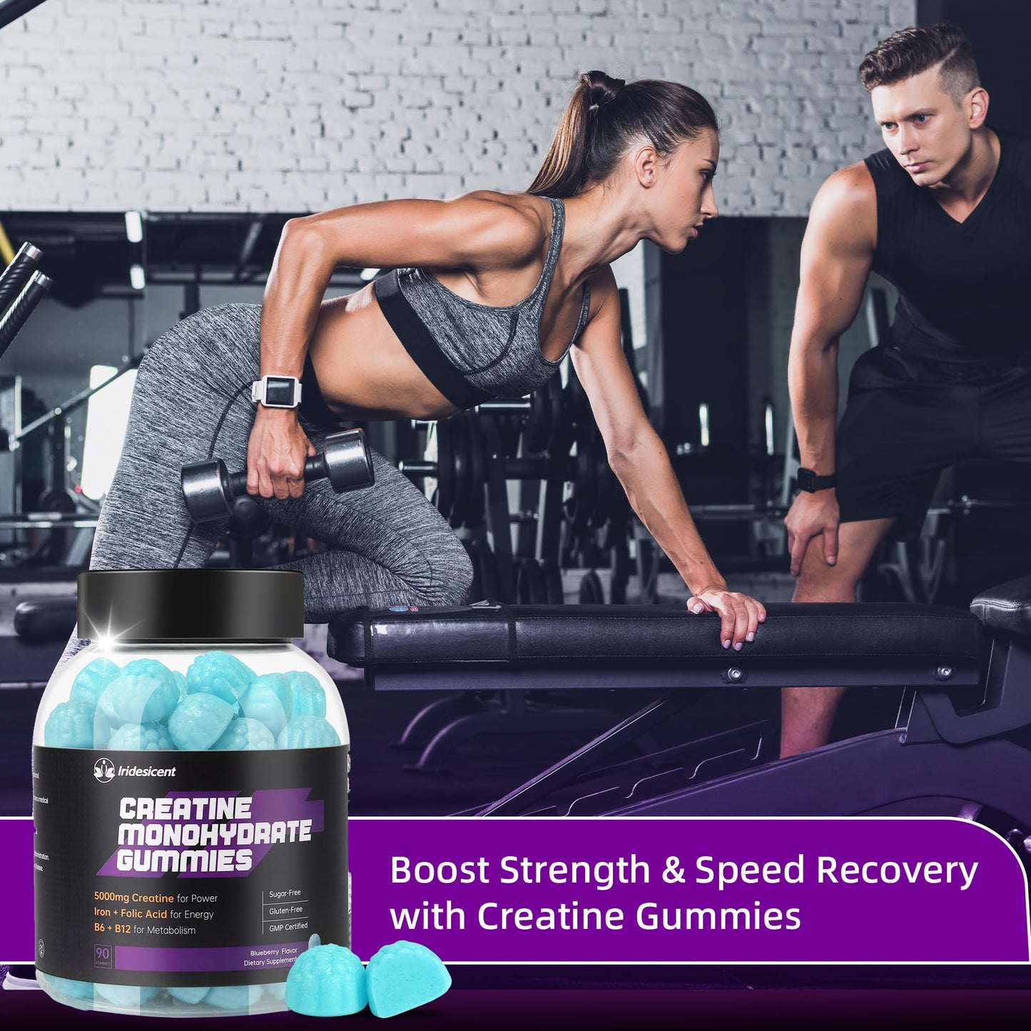 IRIDESICENT Creatine Monohydrate Gummies, 90 Count