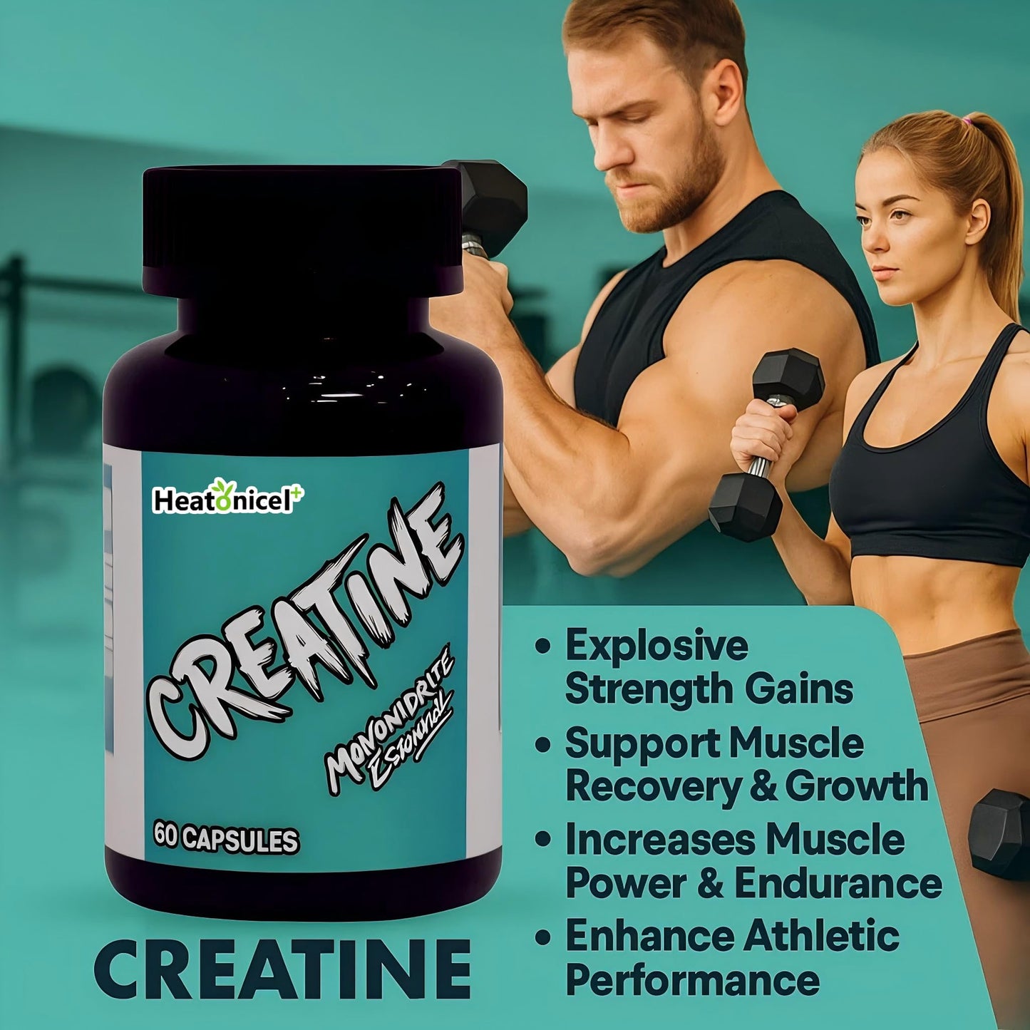 Heatonicel Creatine Monohydrate Capsules, 60 Capsules