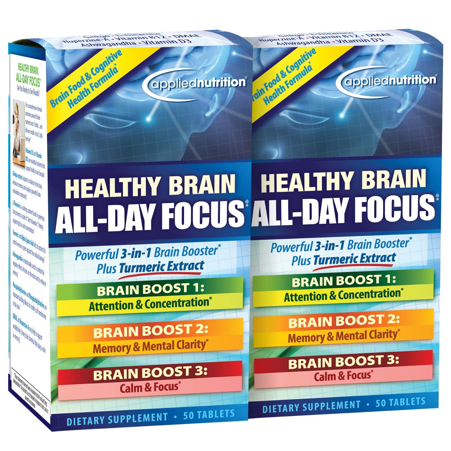 Applied Nutrition Healthy Brain All-Day Focus Tablet 2-Pack