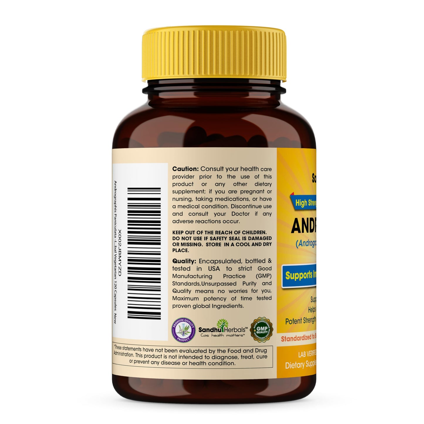 SANDHUHERBALS Andrographis Paniculata Kalmegh Capsules 120 Count