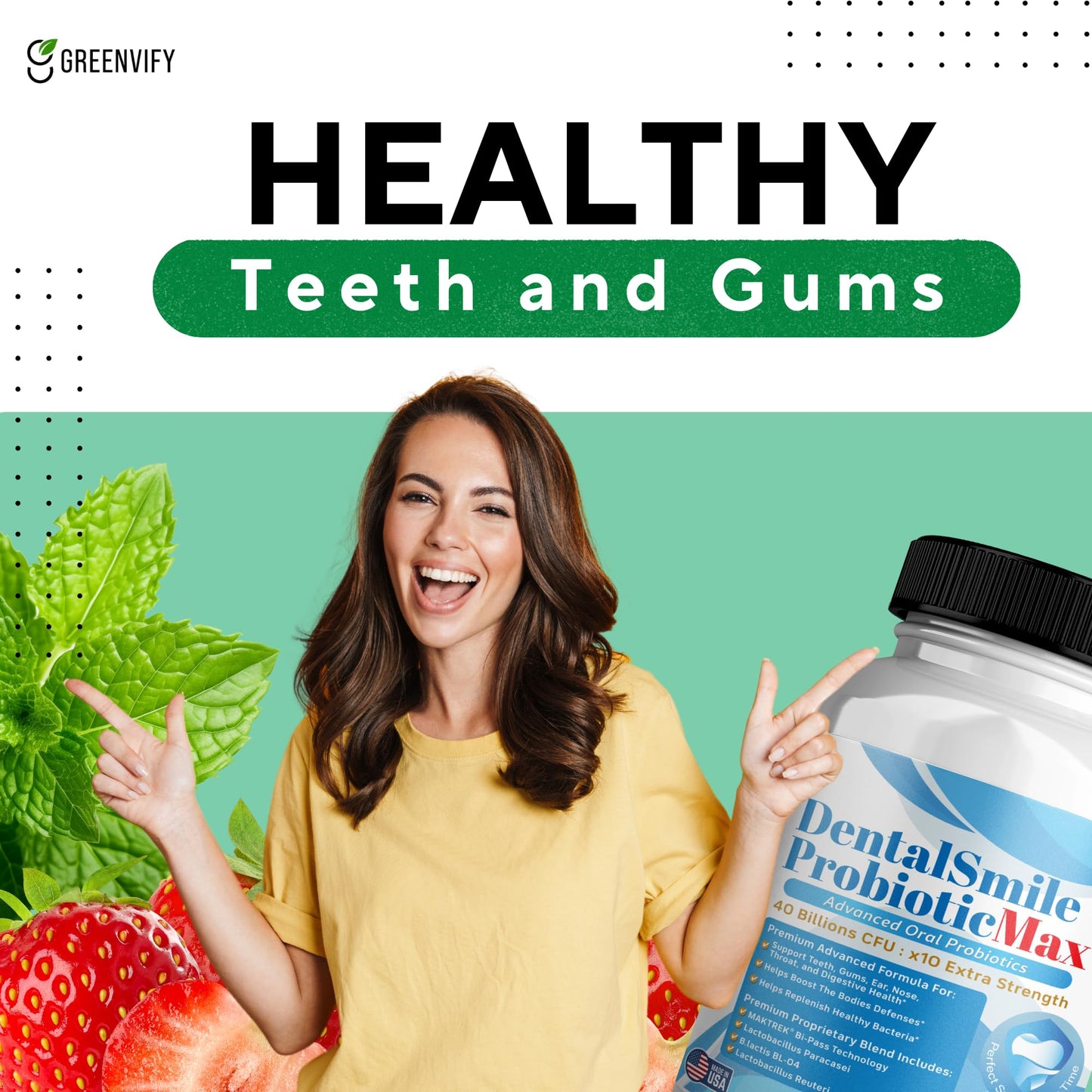 GREENVIFY DentalSmile ProbioticMax, Advanced Oral Probiotic Supplement, 60 Capsules