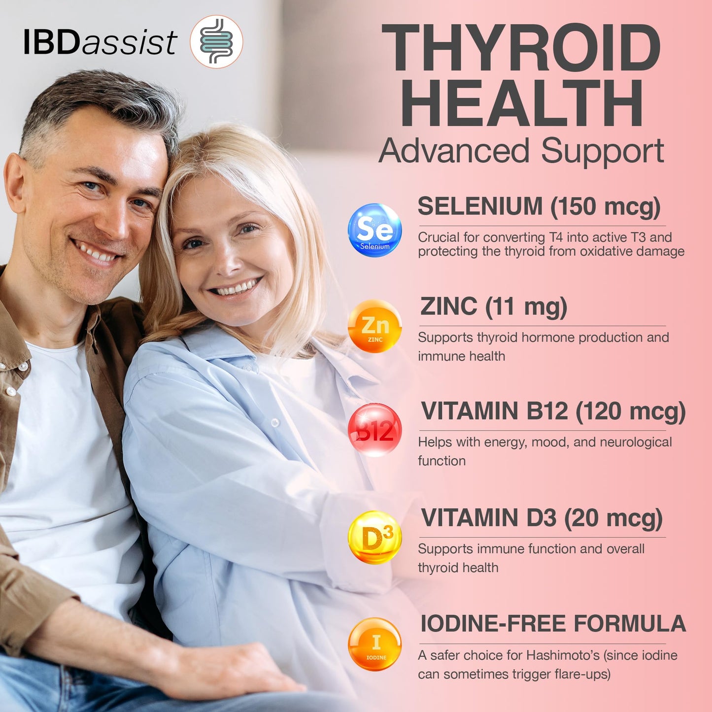IBDassist Hashi Aid Thyroid Support for Women & Men 30 Capsules