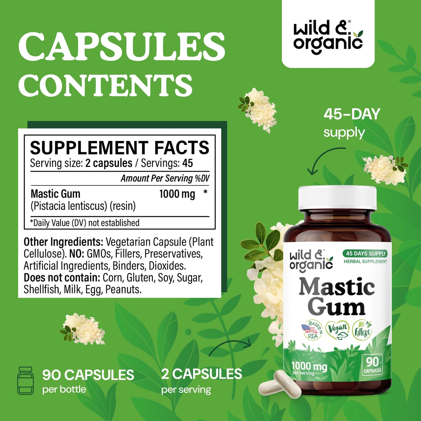 Wild & Organic Mastic Gum Capsules 90 Count