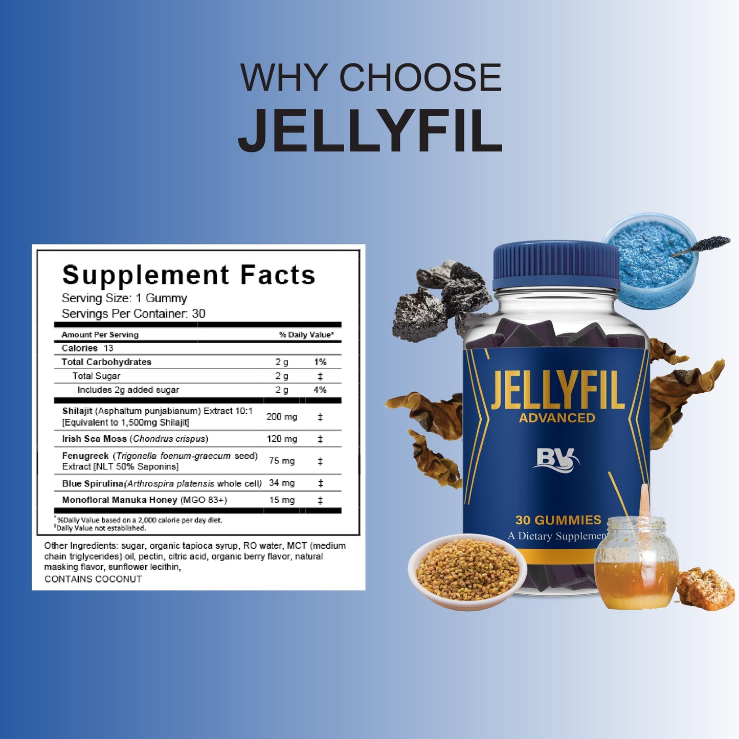 BLUE VIBE Jellyfil Advanced Gummies Wellness Support Gummy 30 Count