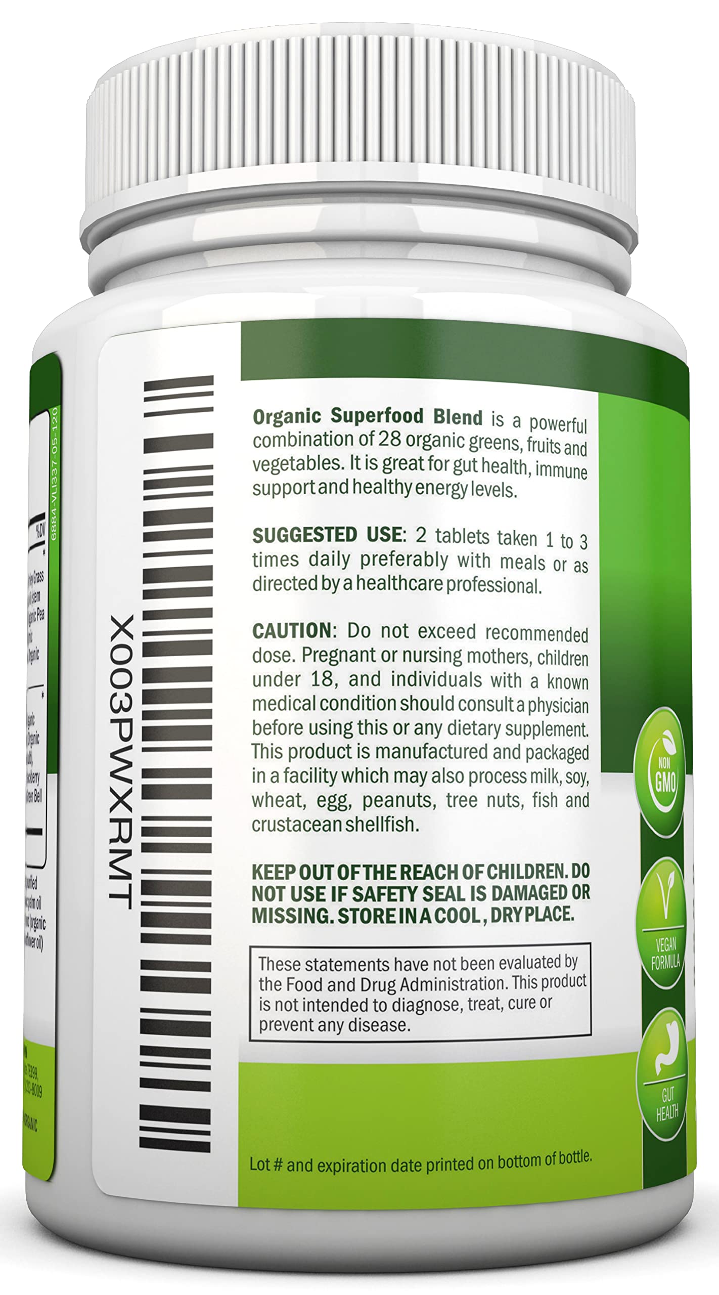 NutriONN Organic Super Greens Tablets 120