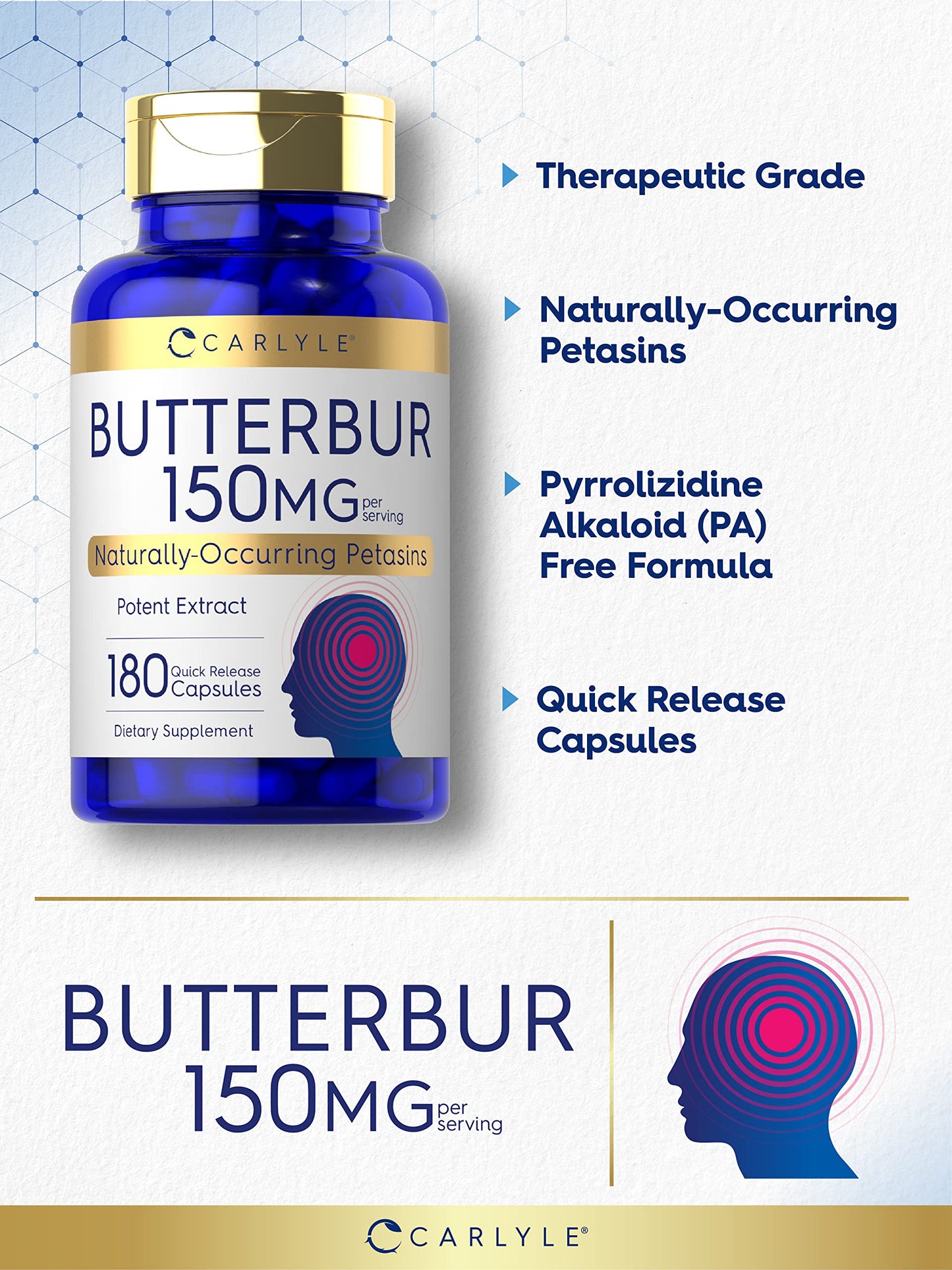 Carlyle Butterbur Supplement 150 mg 180 Capsules